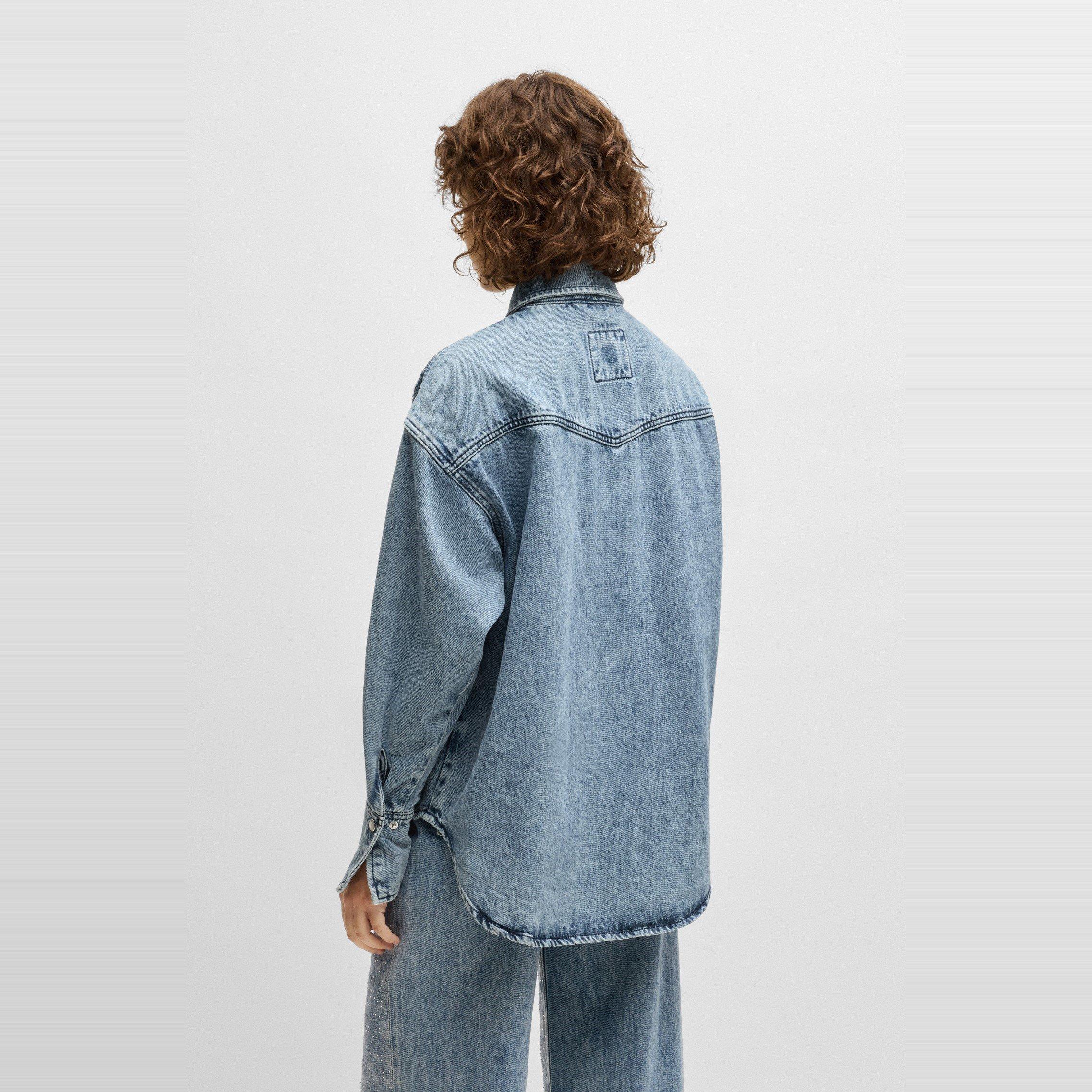 Dark Blue - Boss - Women's Long Sleeve Denim Shirt - 3