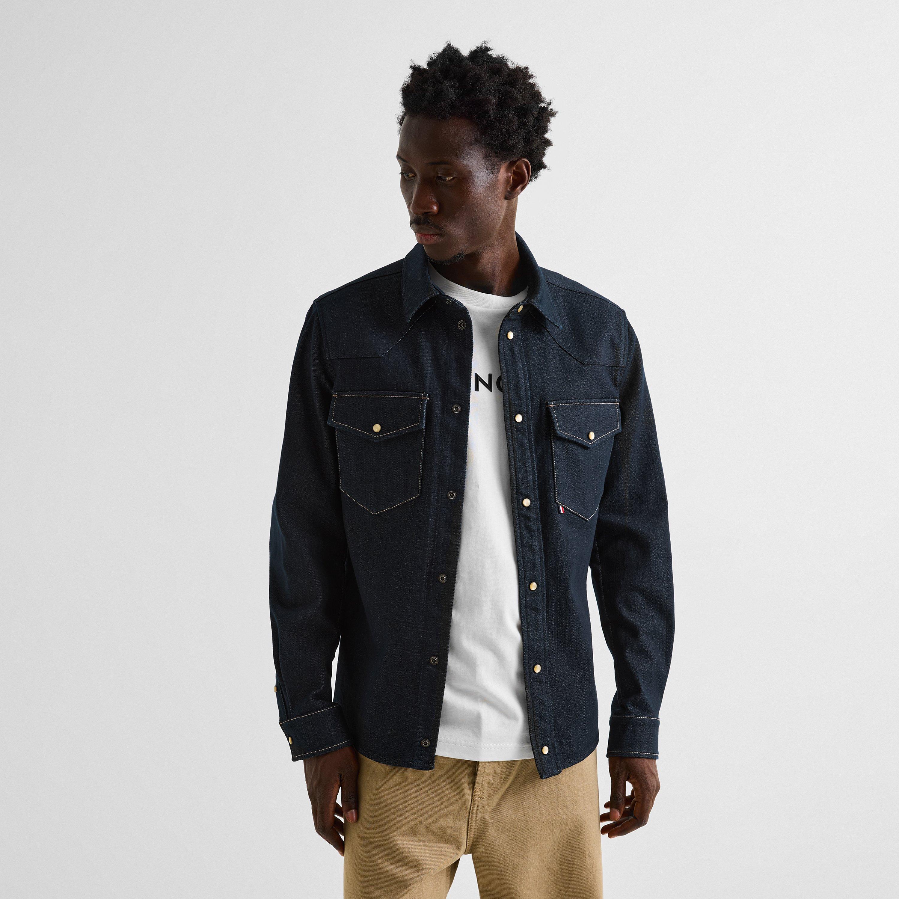 Navy 76C - Moncler - Men's Long-Sleeve Denim Shirt - 3