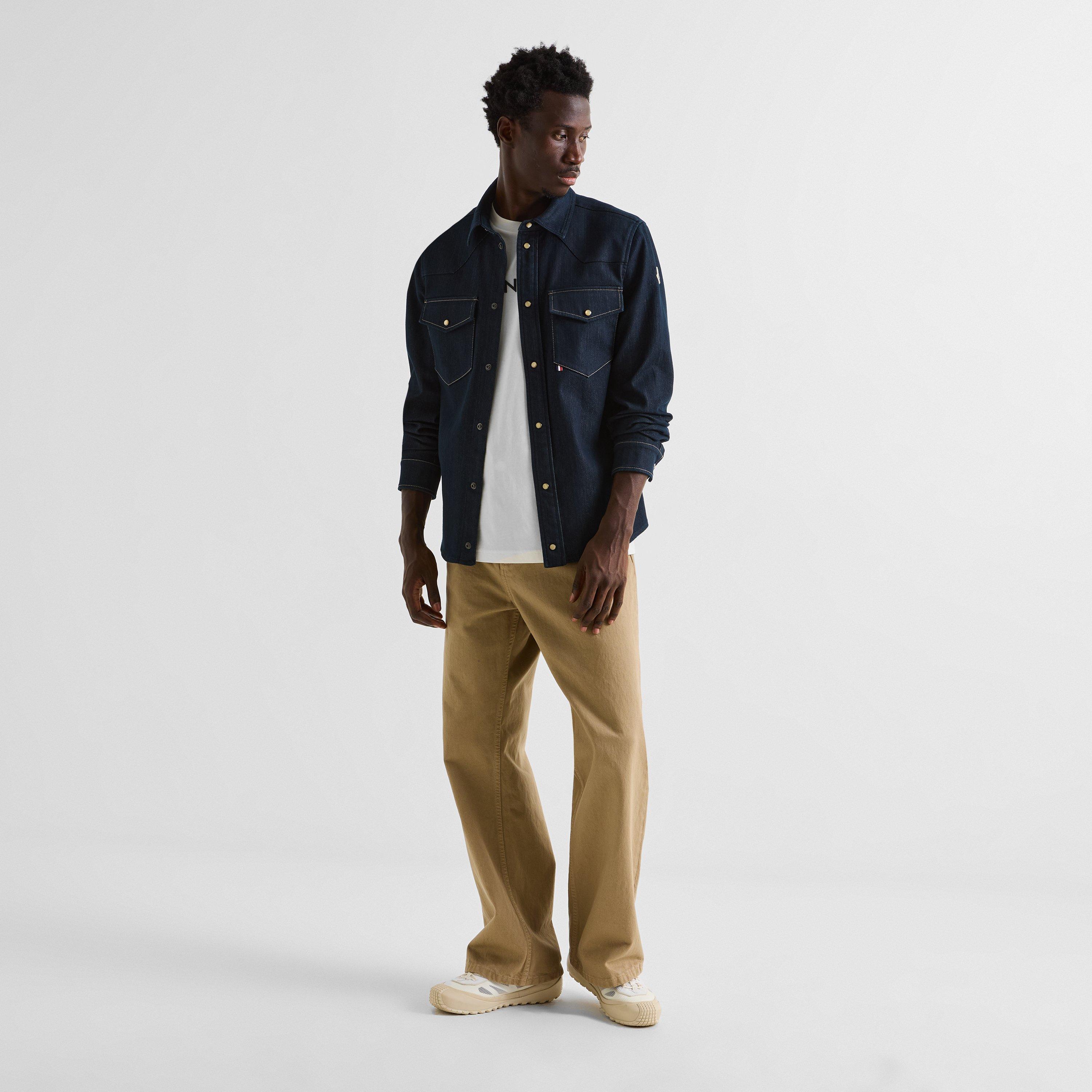 Navy 76C - Moncler - Men's Long-Sleeve Denim Shirt - 6