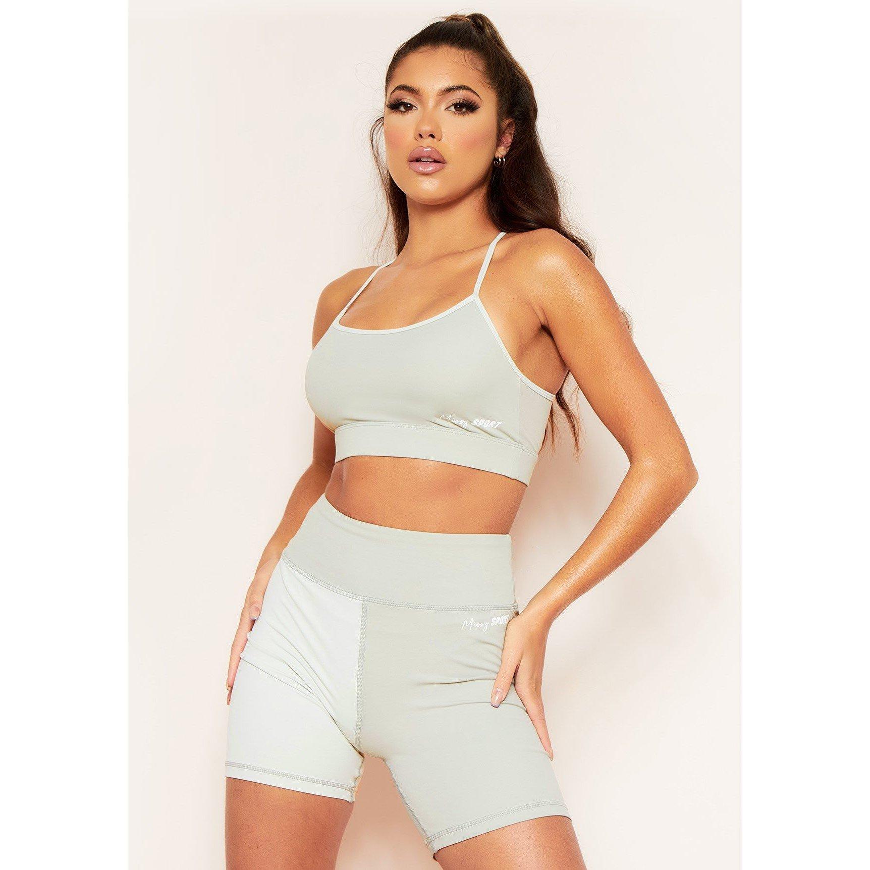 Green - Missy Empire - Missy Sport Colour Block Cross Back Strappy Gym Top