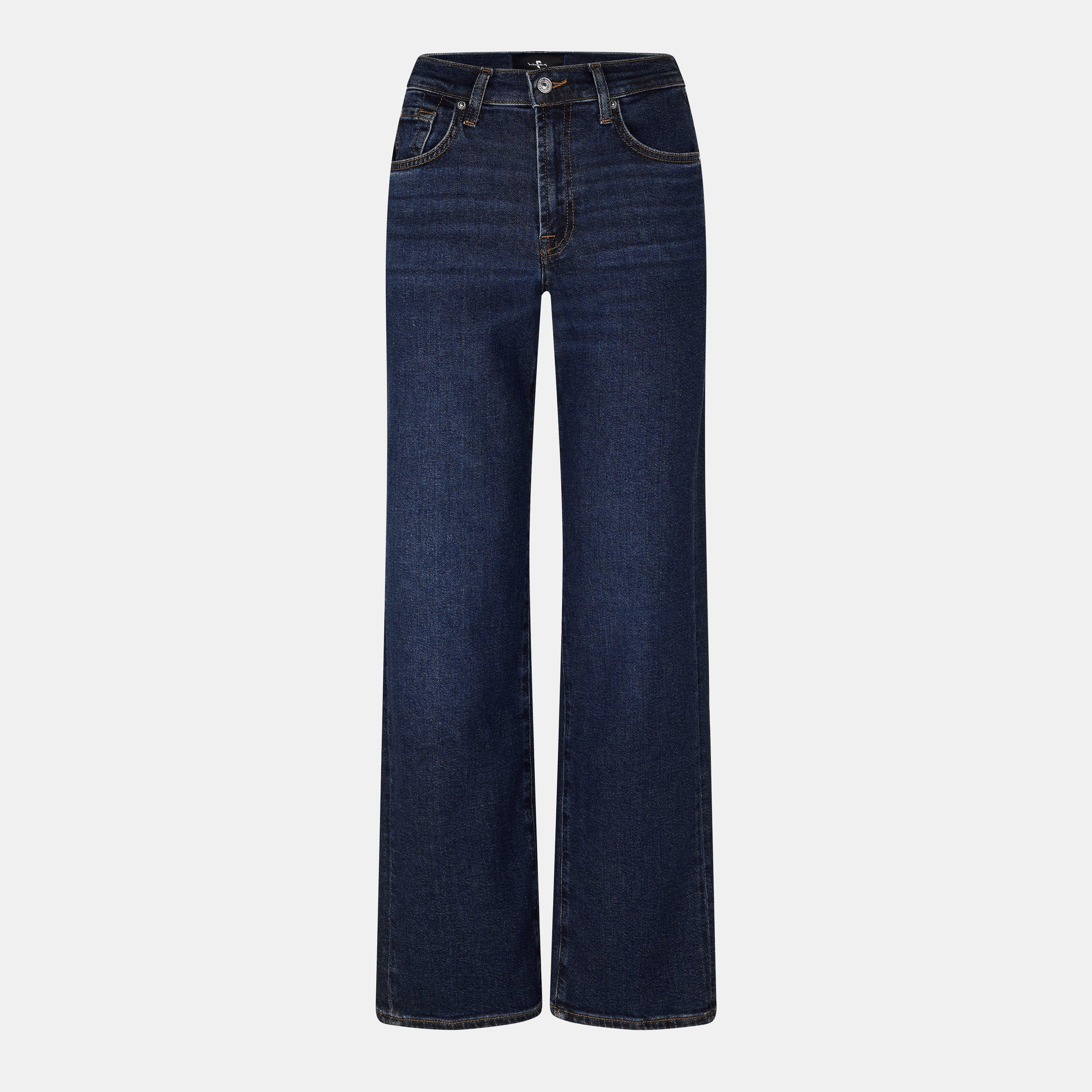 Dark Blue - 7 For All Mankind - Women's Stovepipe Straight Leg Jeans - 1