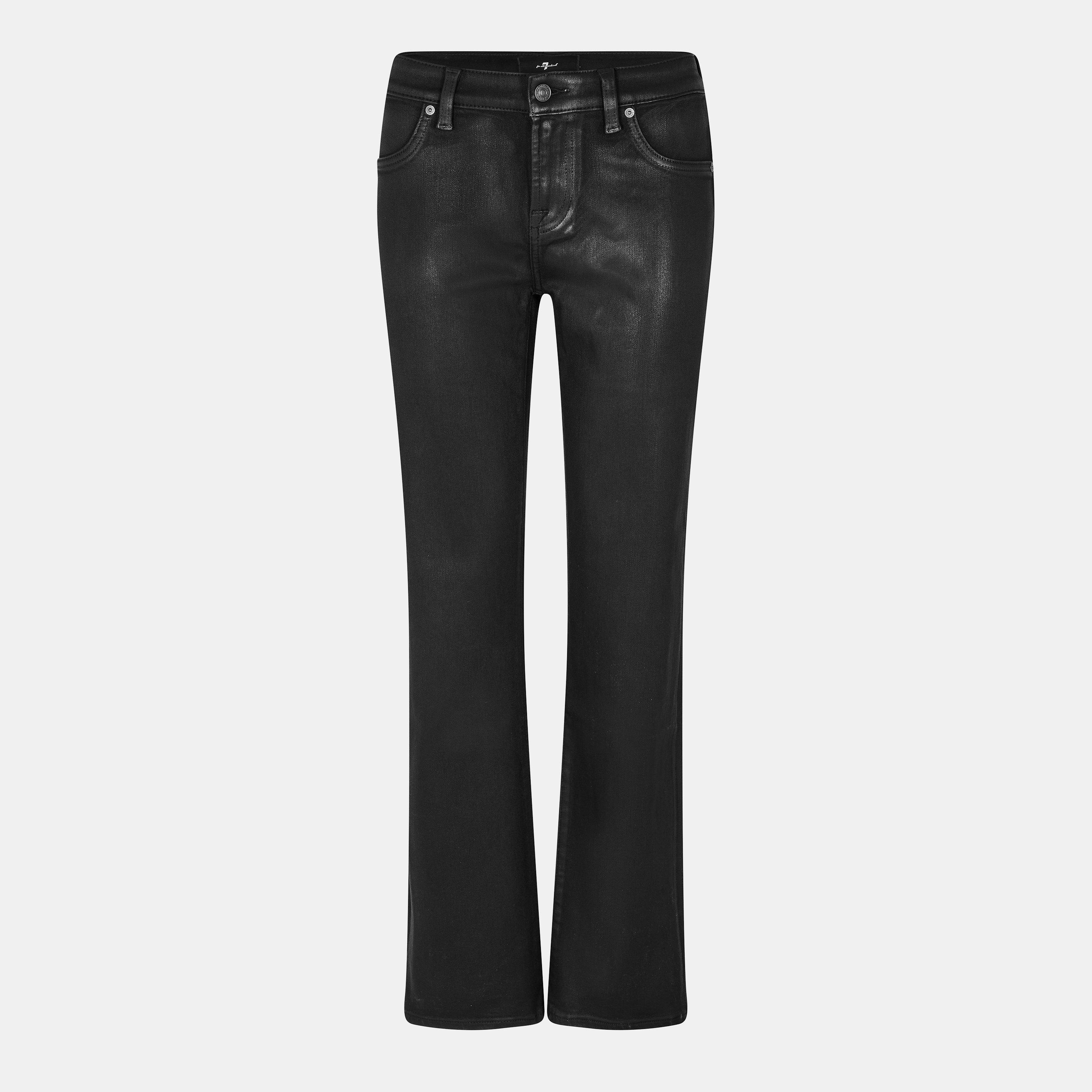 Coated Black - 7 For All Mankind - Women's Calie Straight Leg Jeans - 1