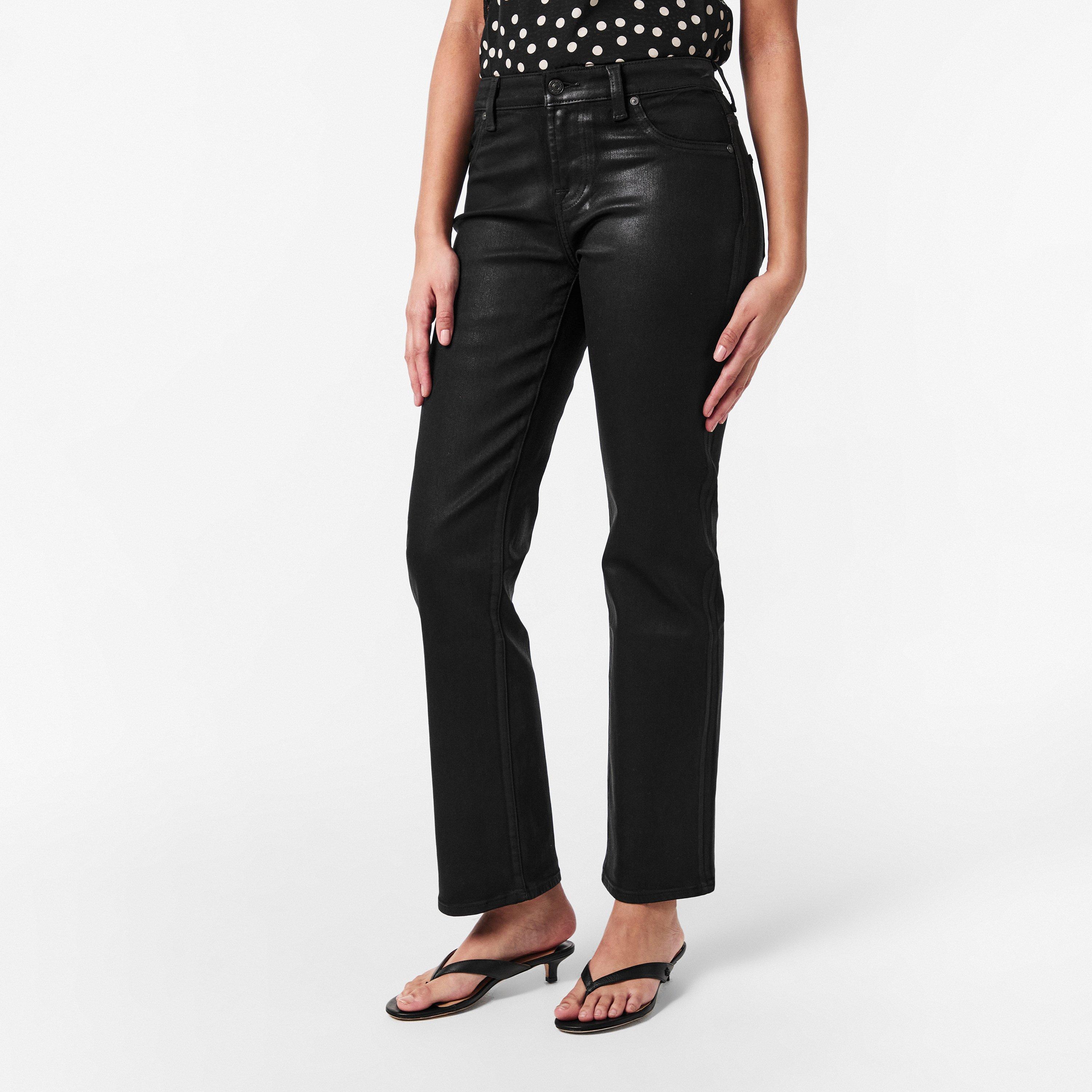 Coated Black - 7 For All Mankind - Women's Calie Straight Leg Jeans - 3