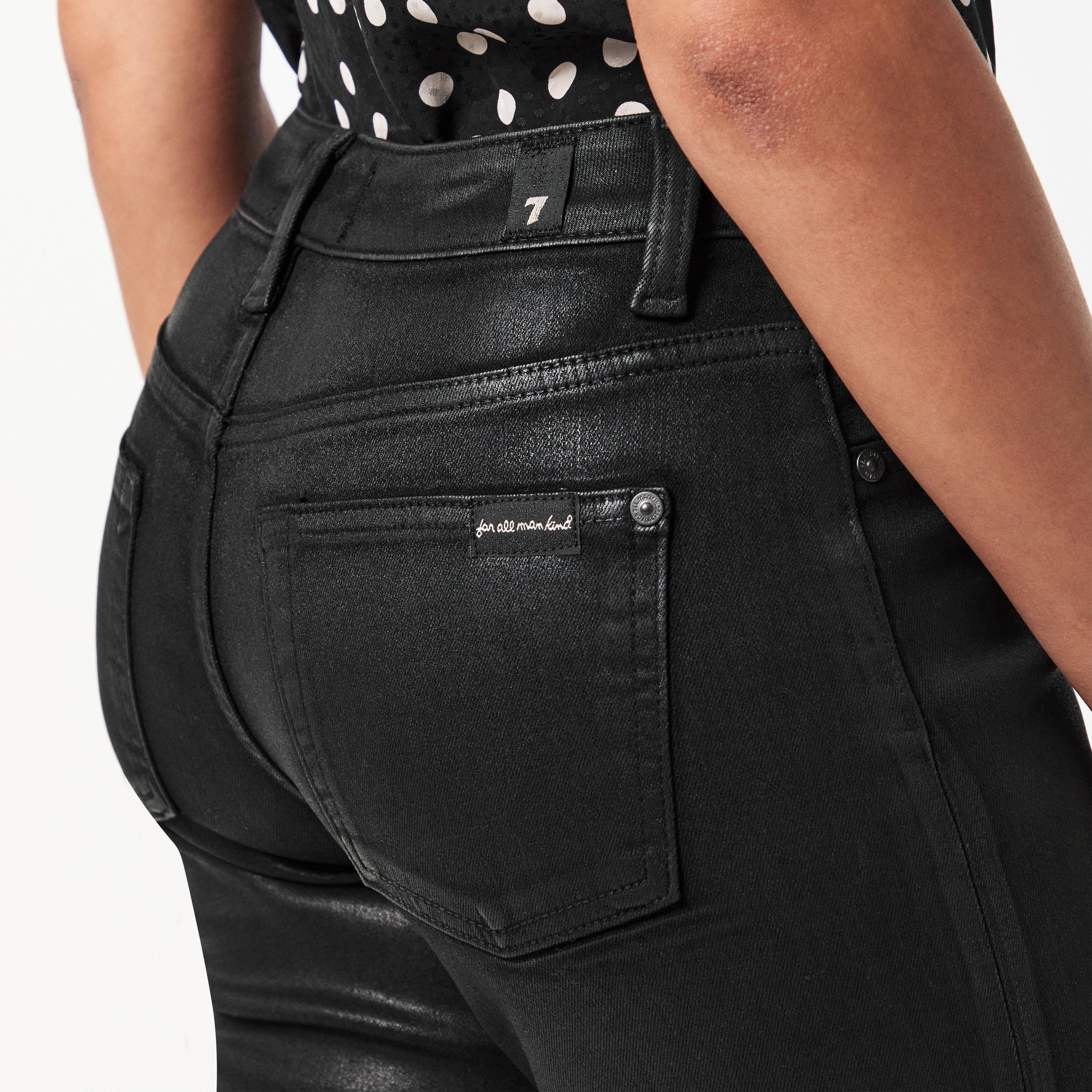 Coated Black - 7 For All Mankind - Women's Calie Straight Leg Jeans - 5