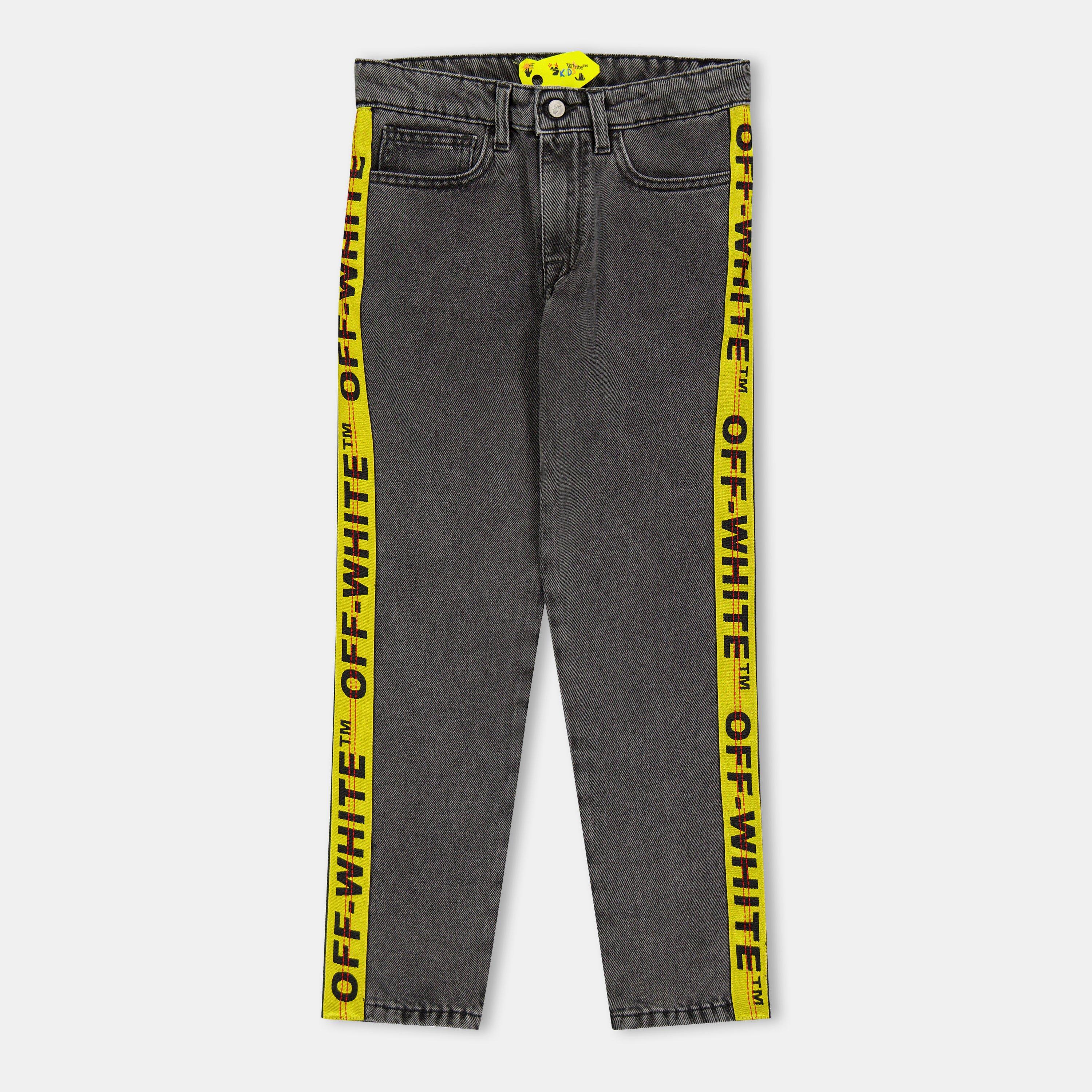 Grey/Yellow - Off White - Kids Straight Fit Denim Jeans - 2