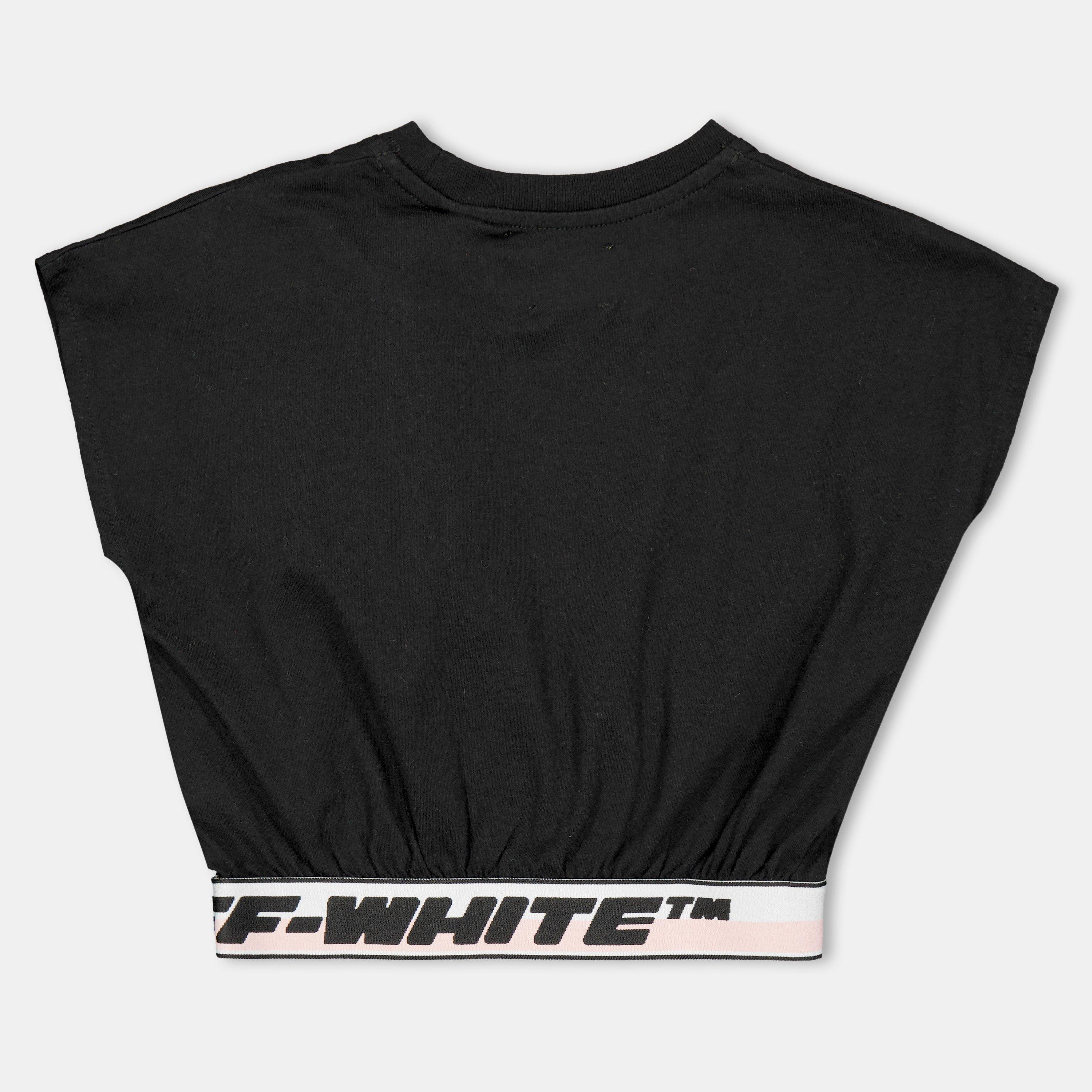Black - Off White - Kids Cropped T-Shirt - 2