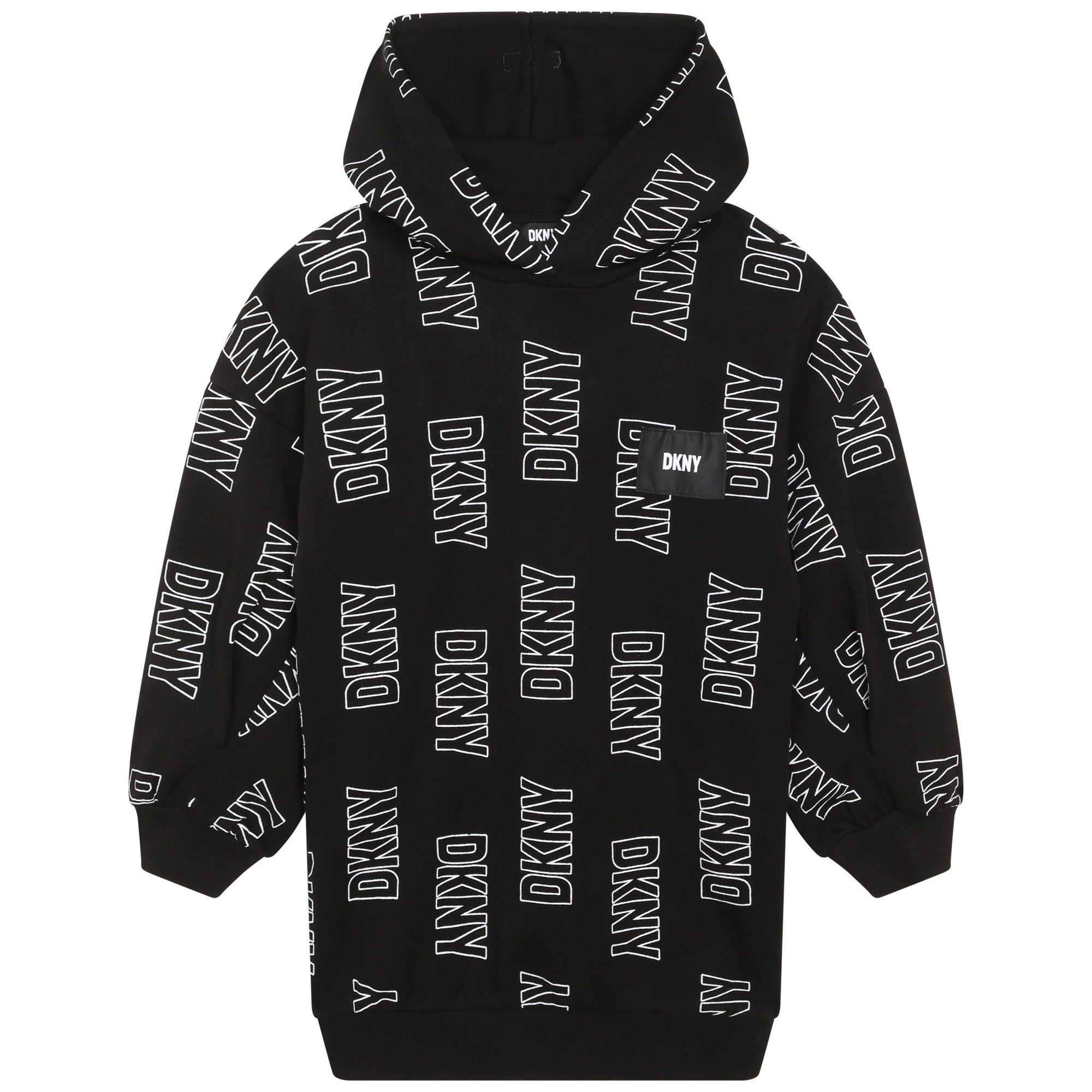 Dkny Girls Kids' Logo Jersey Dress - Blk Wht M41 - 8Y