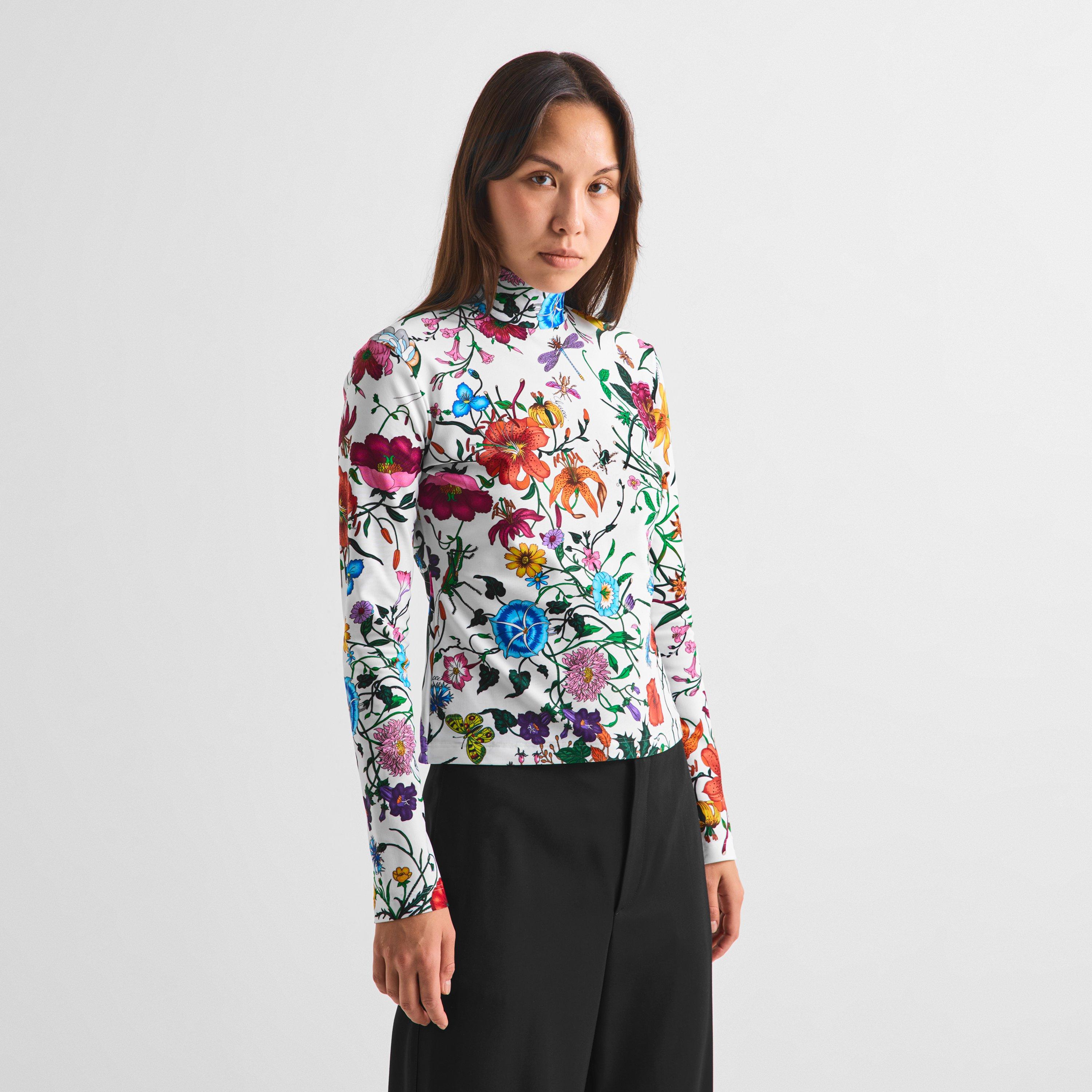 White/Multi - Gucci - Women's Floral Slim-Fit Long-Sleeve T-Shirt - 3