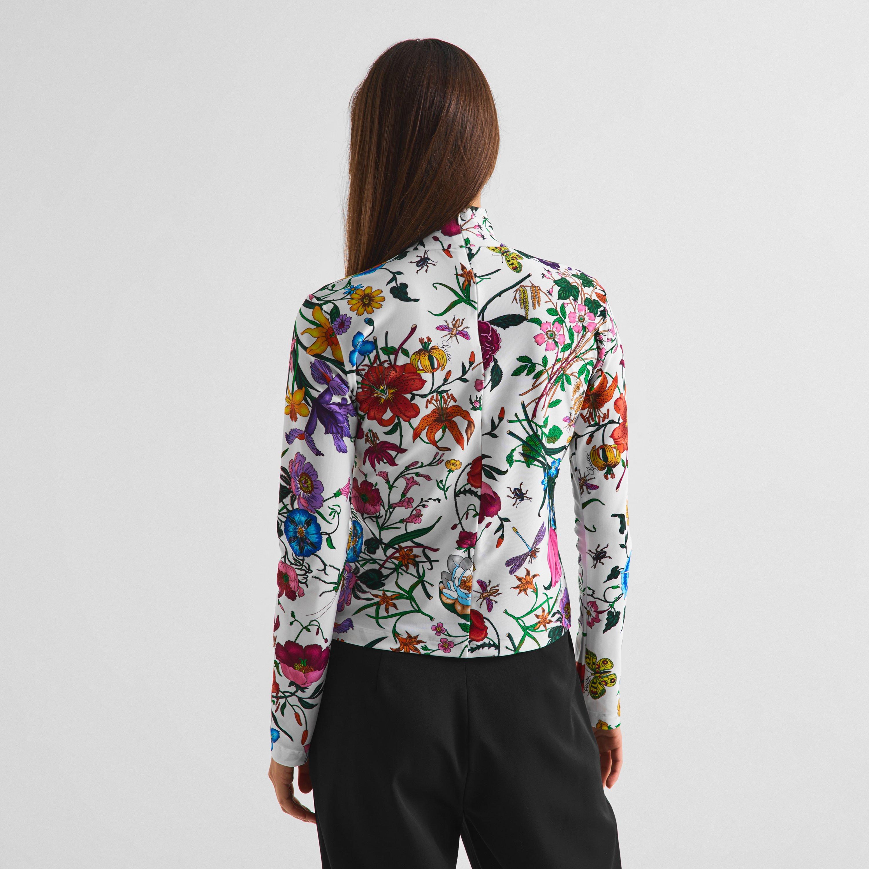 White/Multi - Gucci - Women's Floral Slim-Fit Long-Sleeve T-Shirt - 4