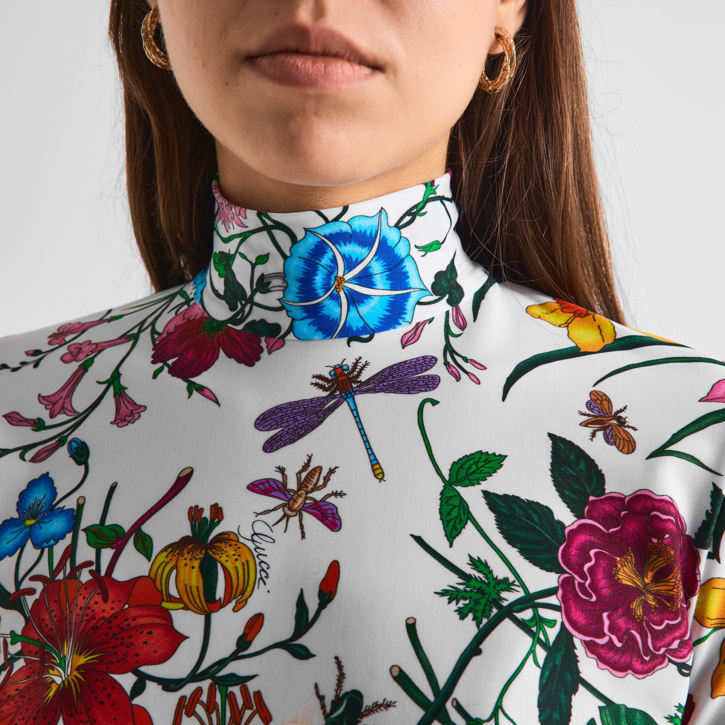 White/Multi - Gucci - Women's Floral Slim-Fit Long-Sleeve T-Shirt - 5