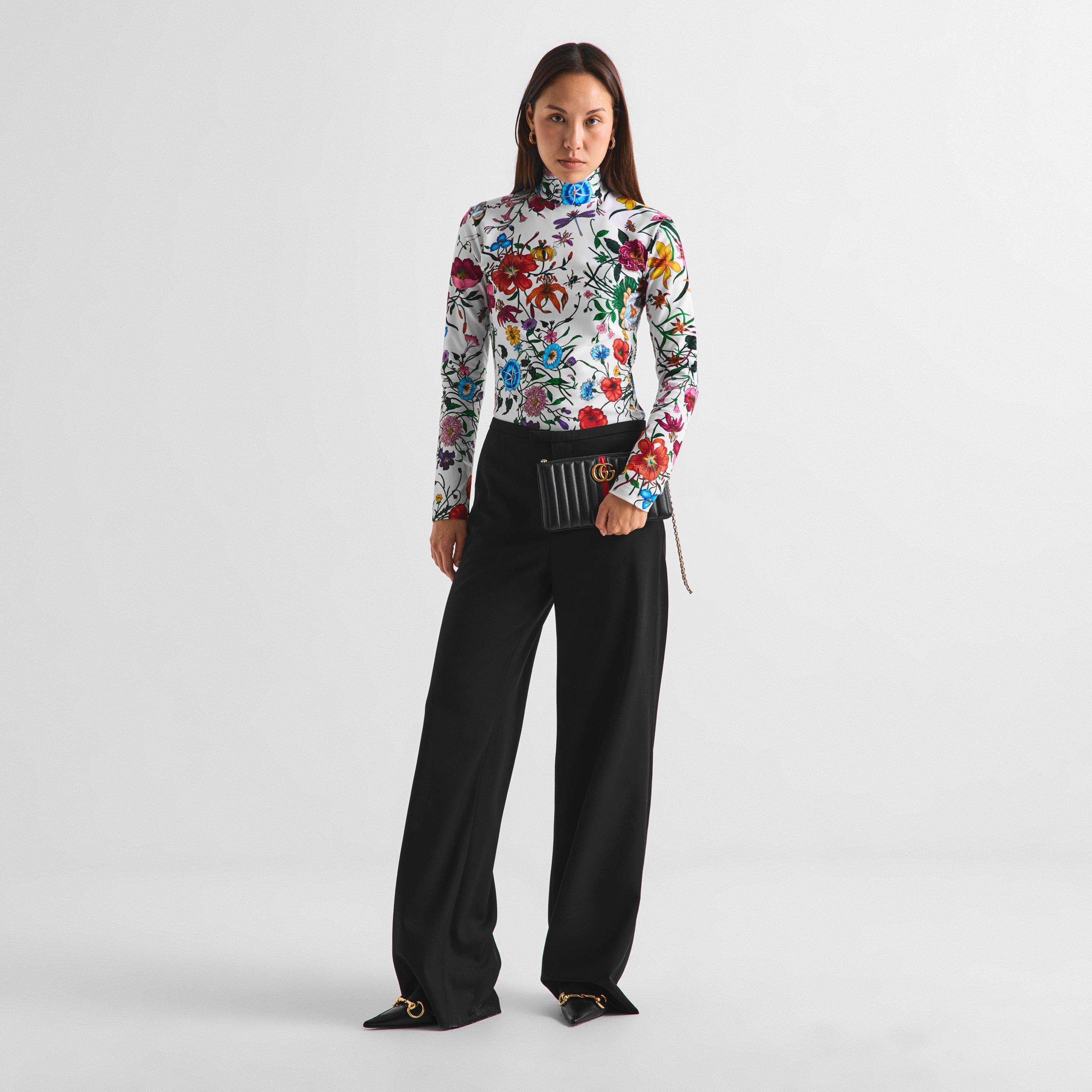 White/Multi - Gucci - Women's Floral Slim-Fit Long-Sleeve T-Shirt - 6