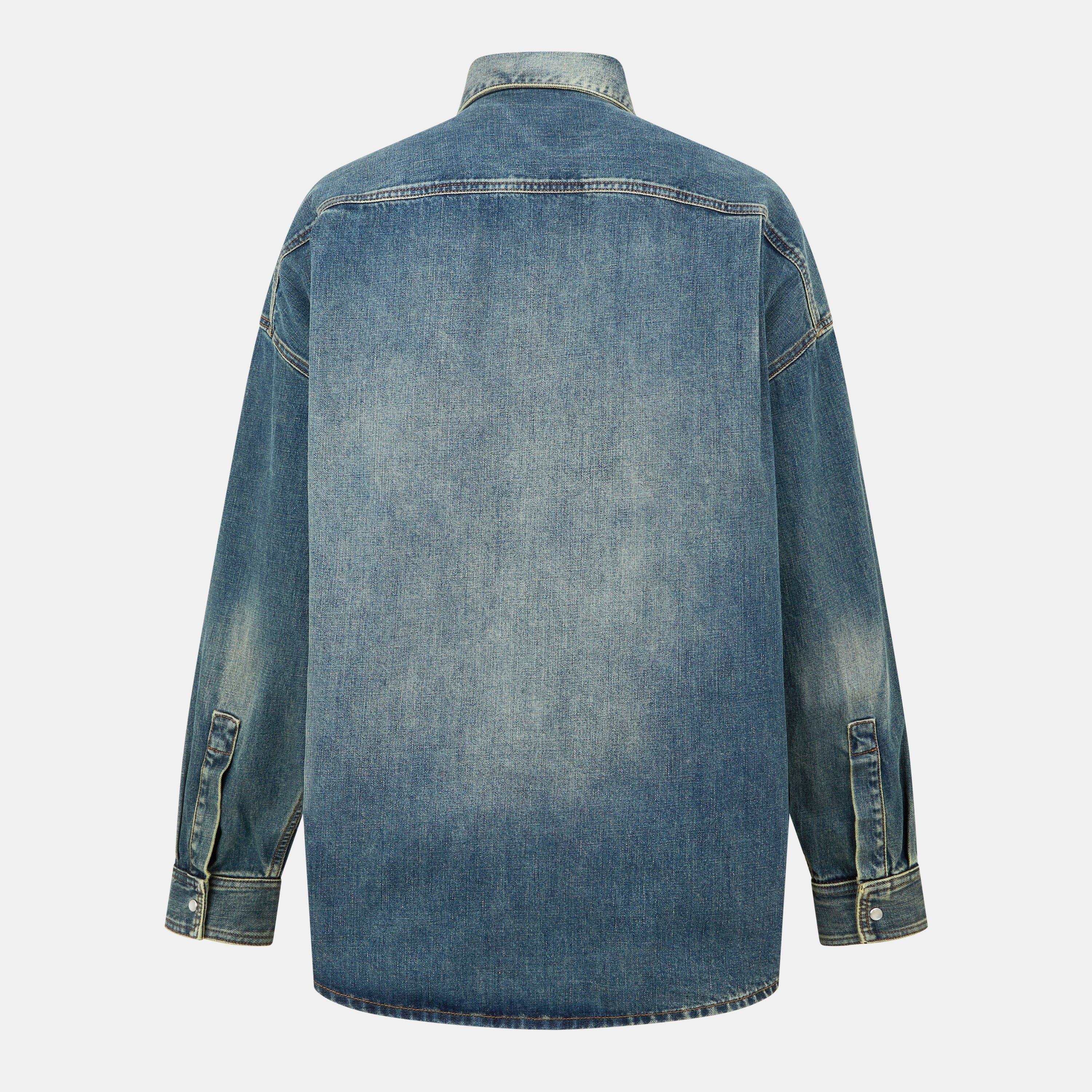 Blue - Balmain - Men's Long Sleeve Denim Shirt - 2