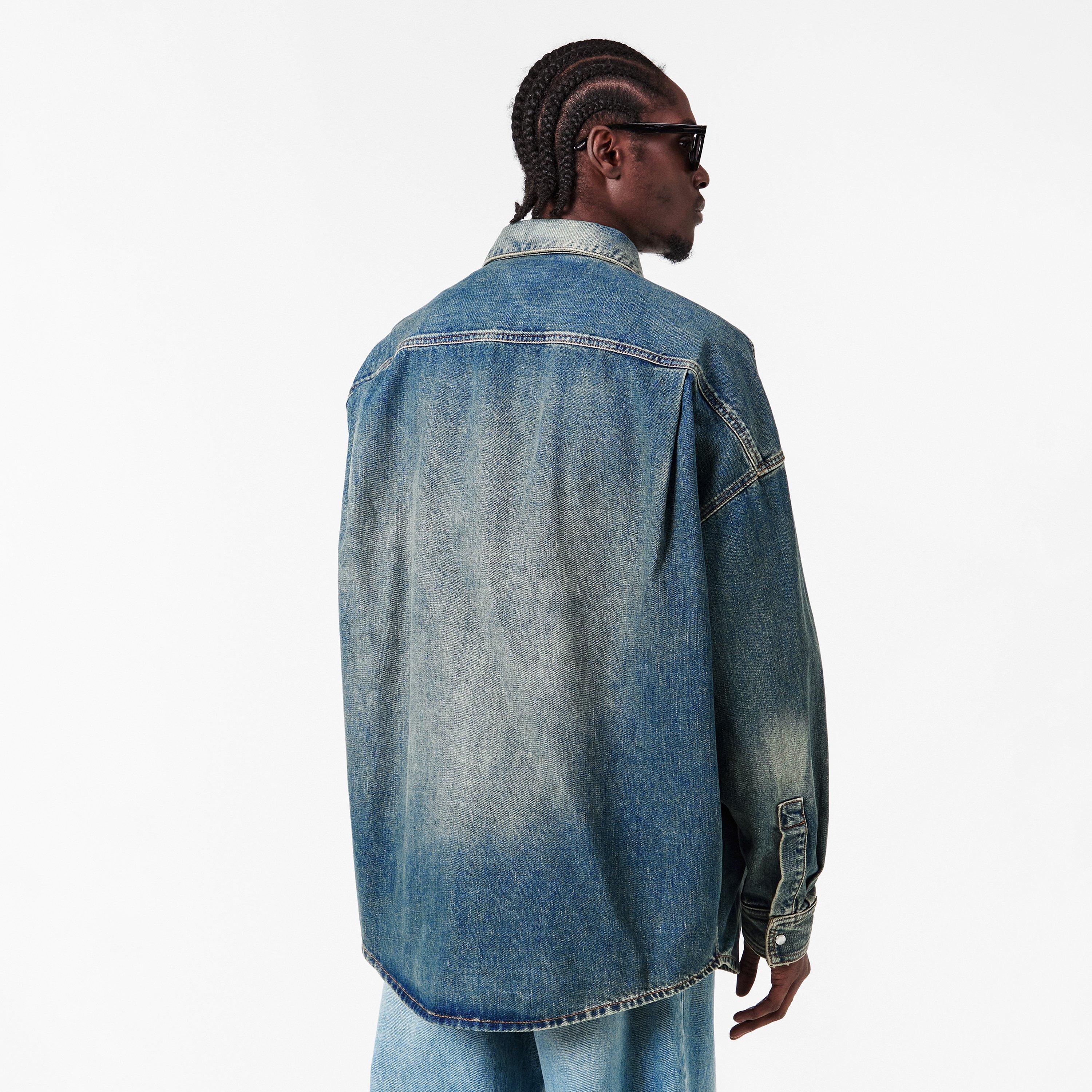 Blue - Balmain - Men's Long Sleeve Denim Shirt - 4