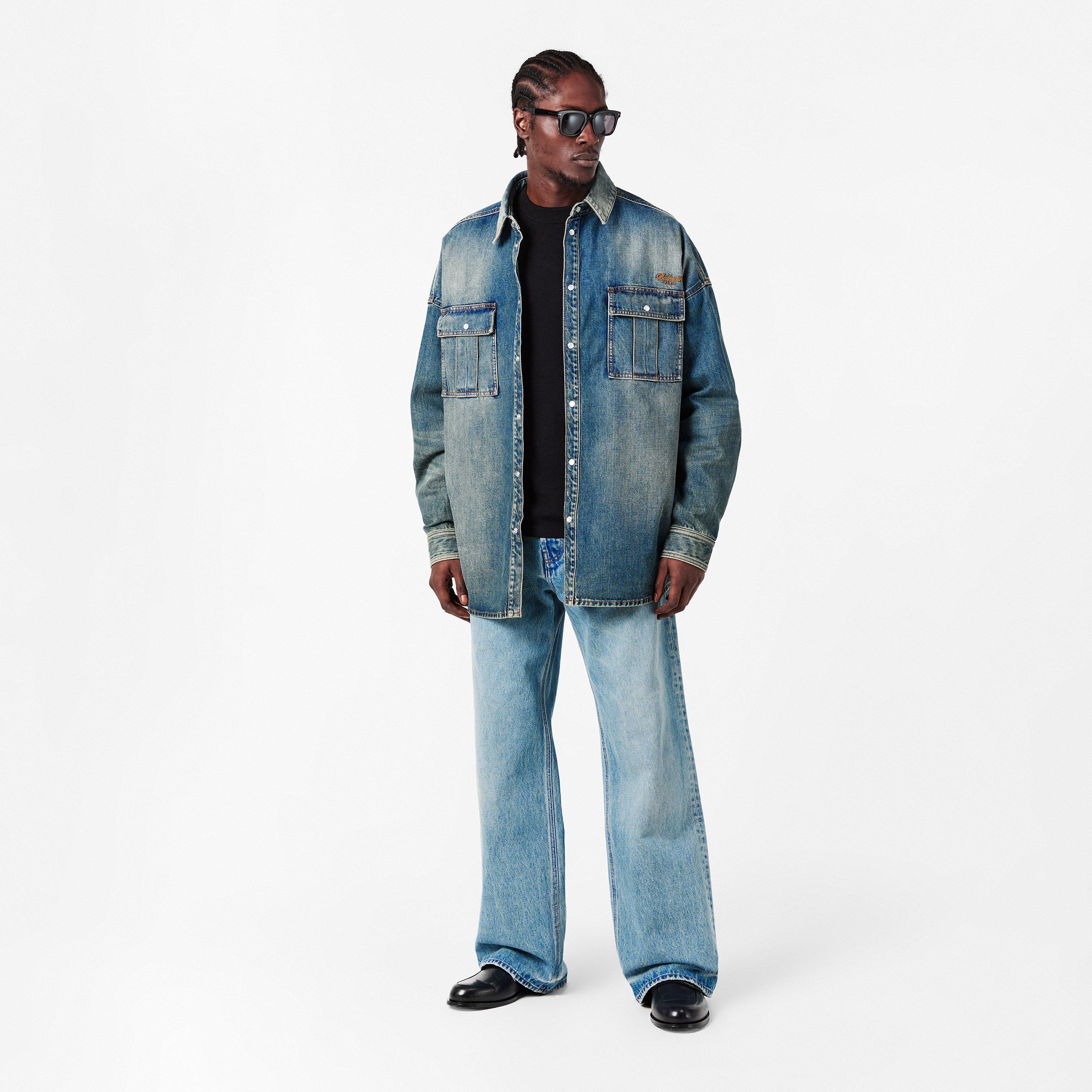 Blue - Balmain - Men's Long Sleeve Denim Shirt - 6