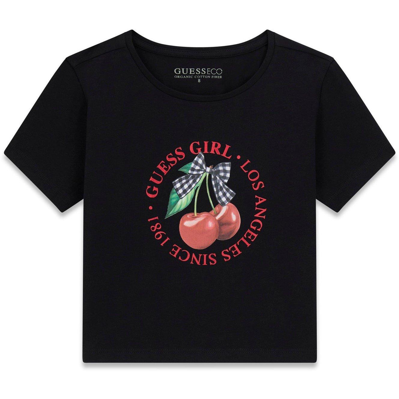 Guess Girls Kids' Graphic Crop Top - Jet Black Jblk - 14 Yrs