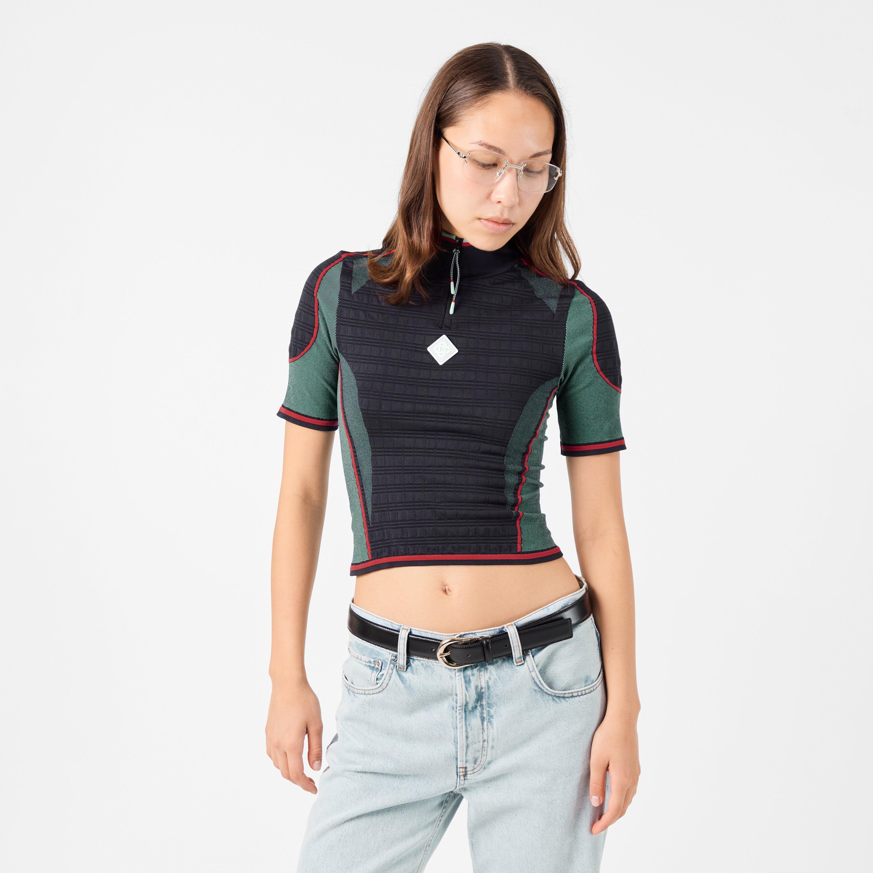 Blk/Mint - Casablanca - Women's Casa Zipped Long Sleeve T-Shirt - 3