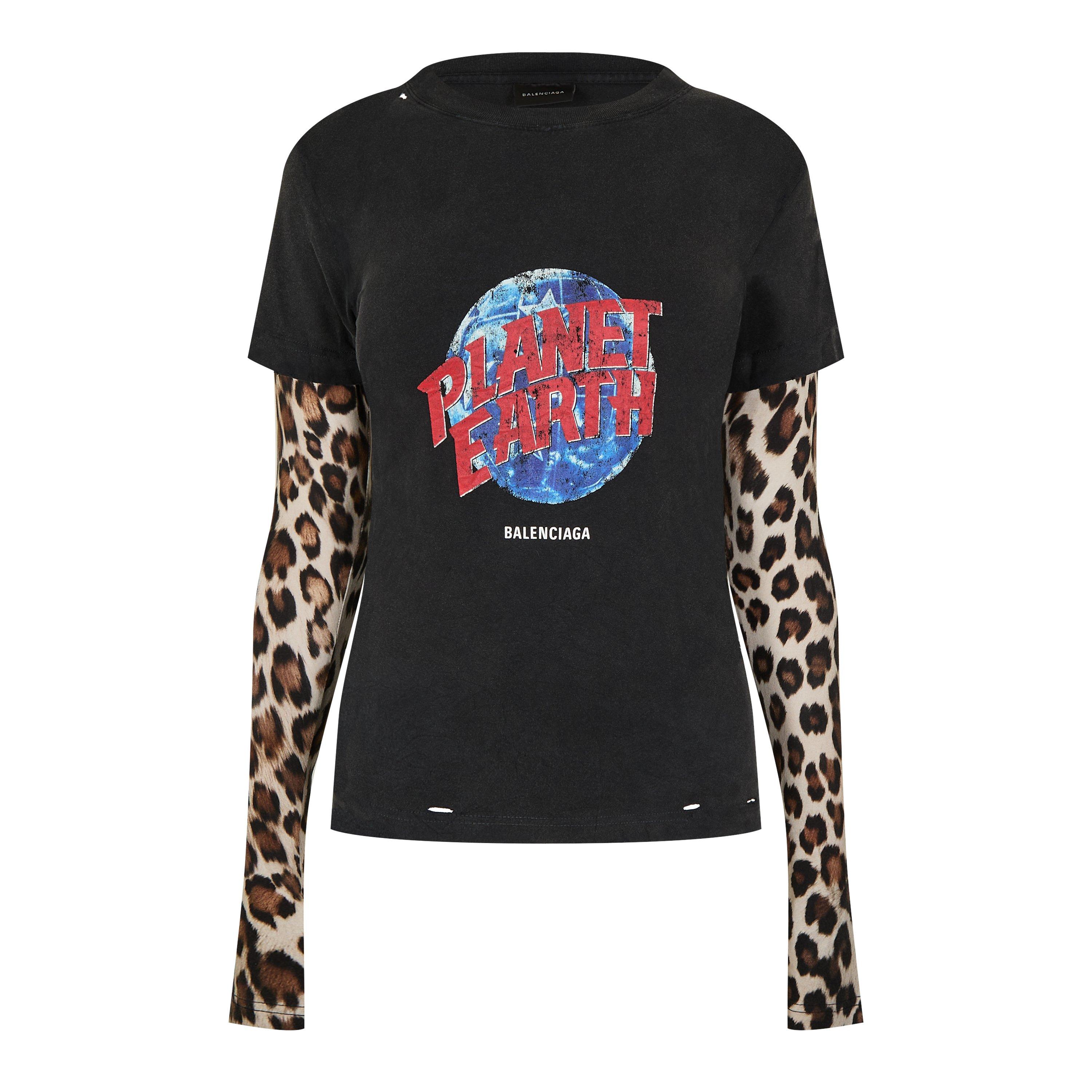 Balenciaga Women's Planet Earth Long Sleeve Top - Washed Black - 12 (M)