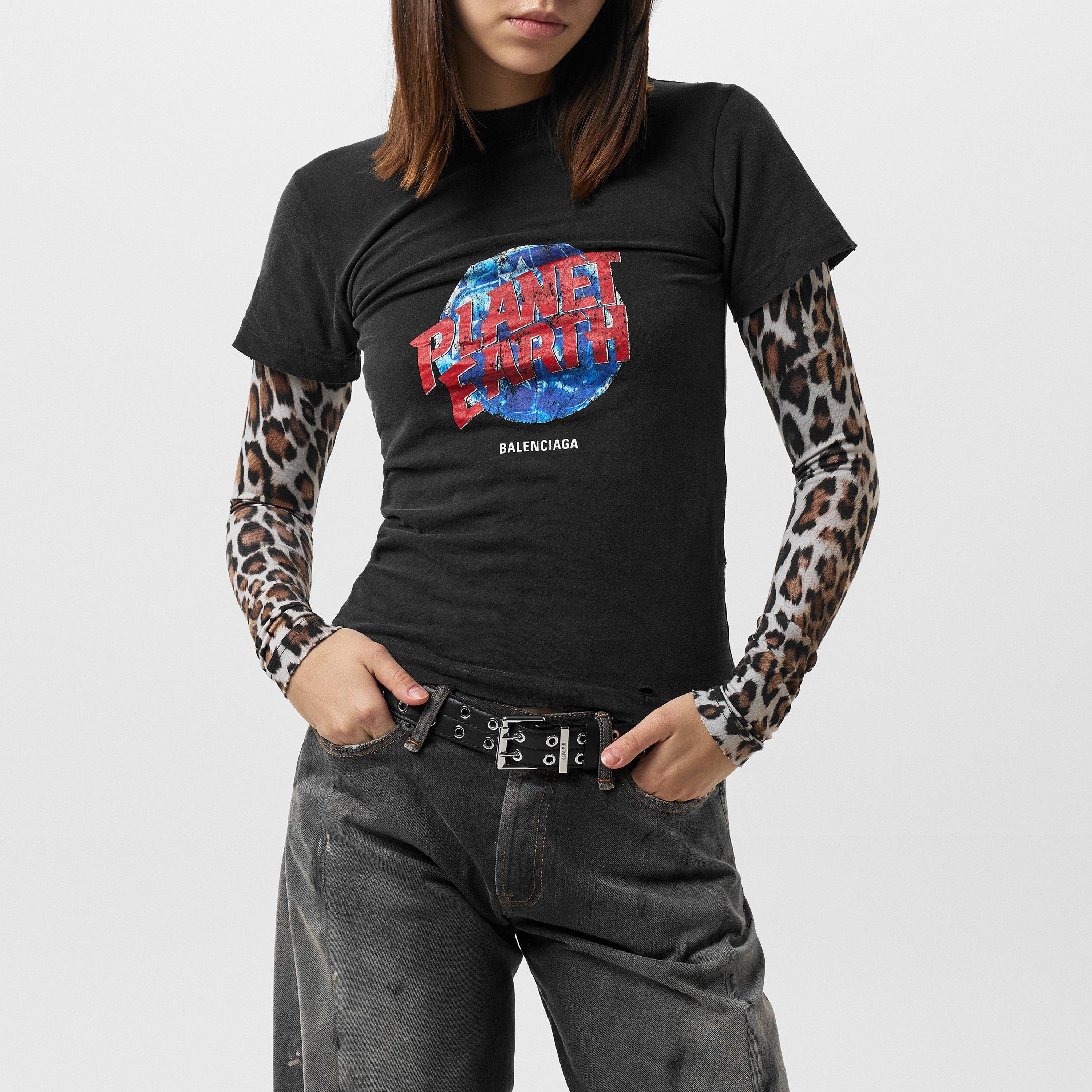 Washed Black - Balenciaga - Planet Earth Long Sleeve Top - 3