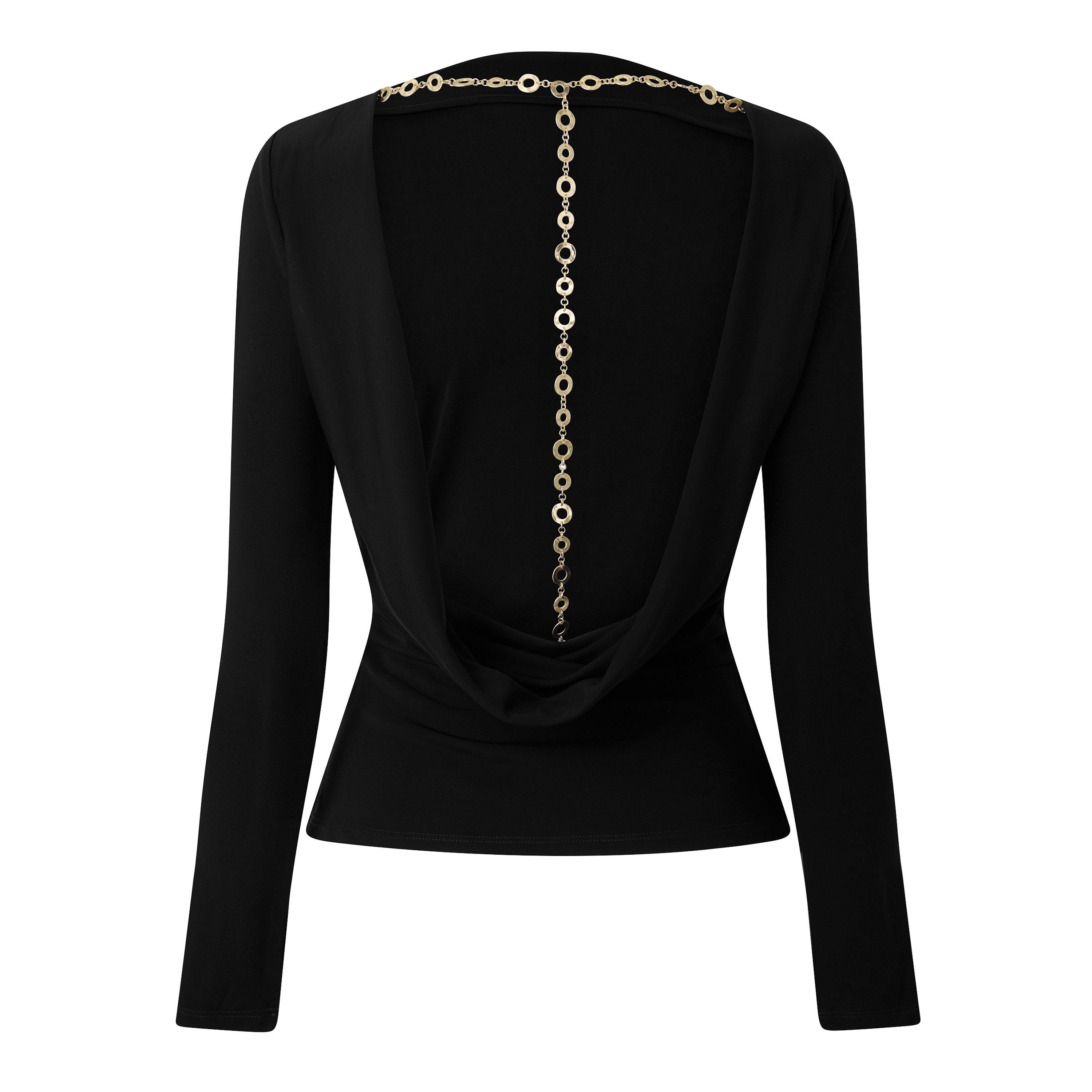 Black - Cult Gaia - Women's Vayda Long Sleeve T-Shirt - 2