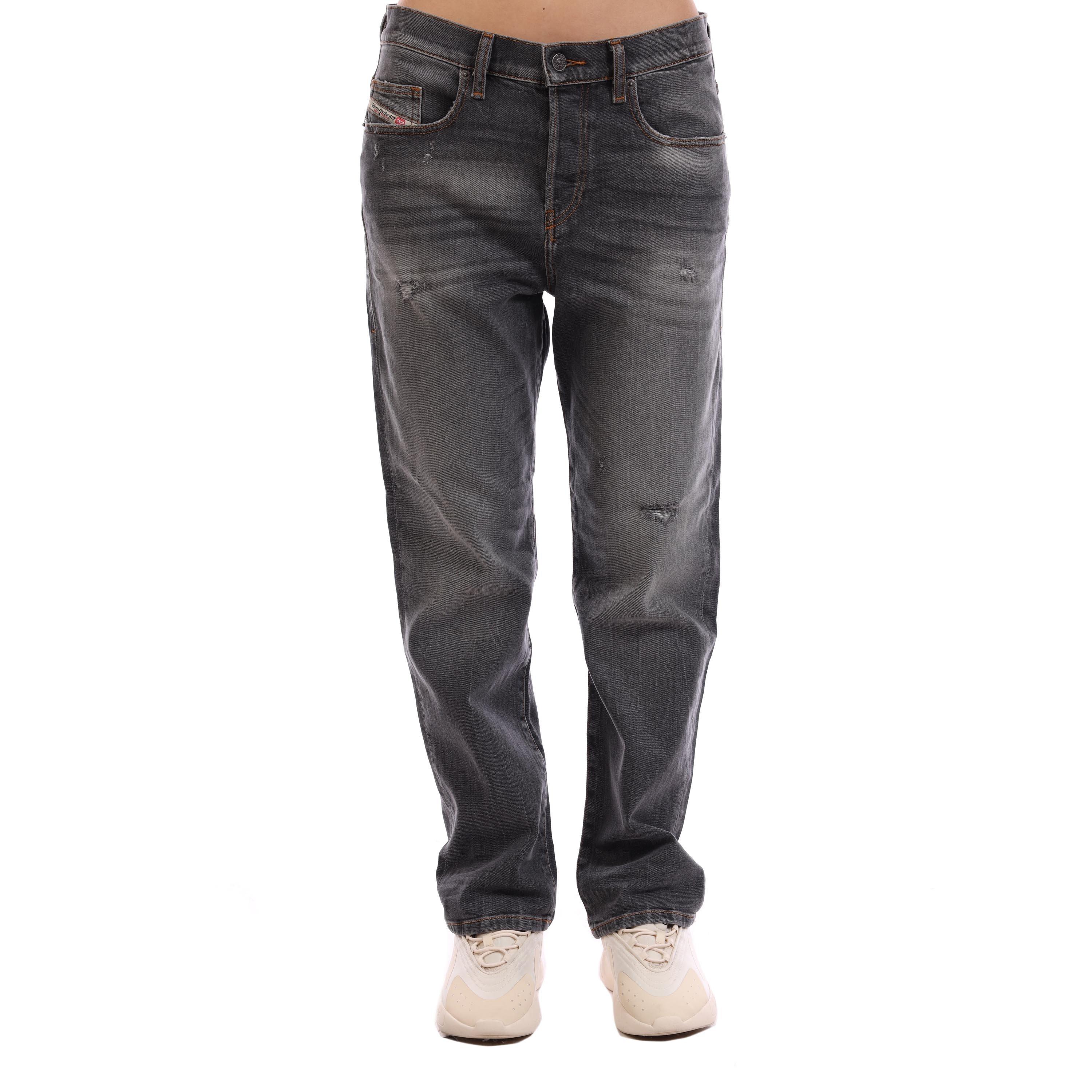 Blk Gry Denim - Diesel - Men's Vikr Pantal Straight Leg Jeans - 3