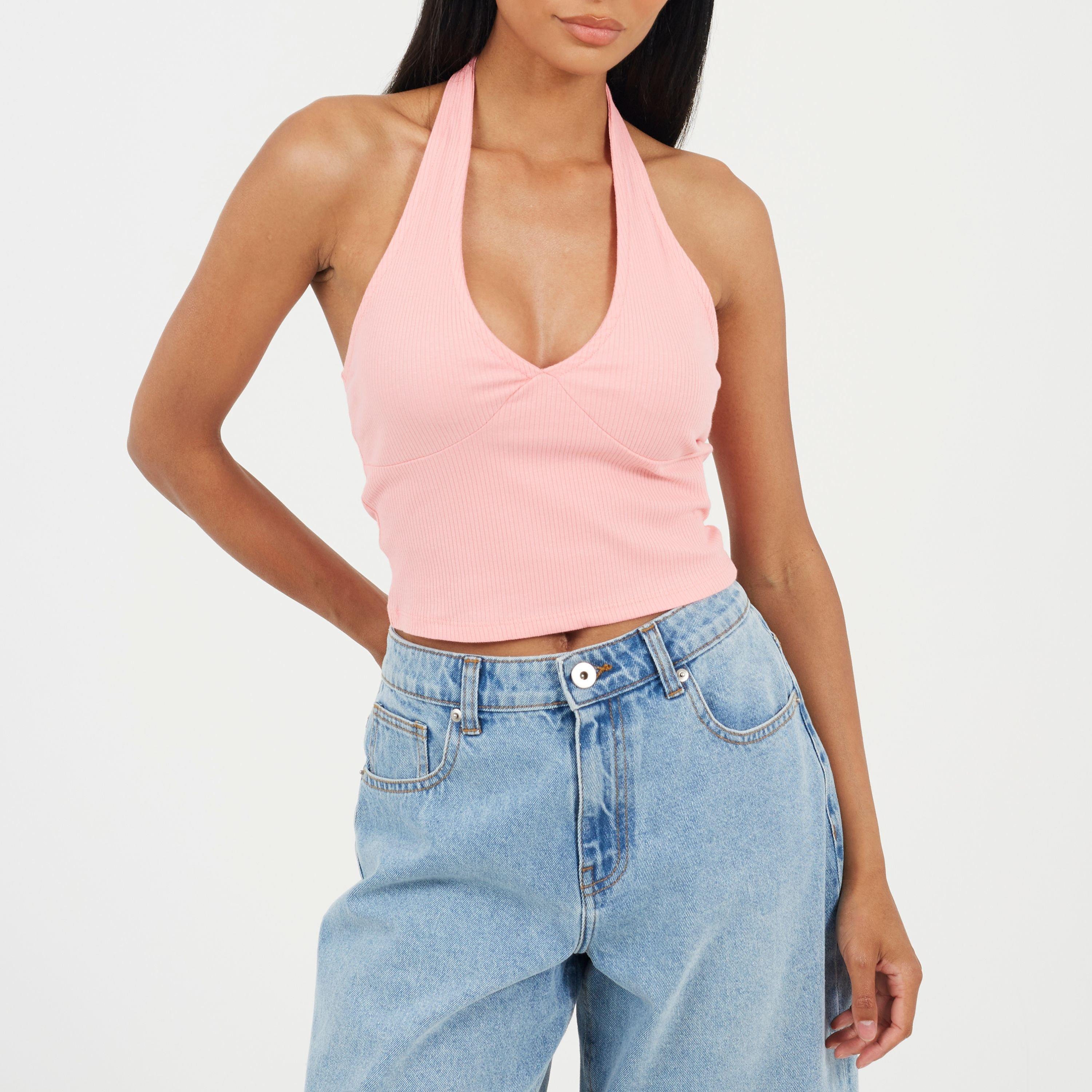 Brave Soul Women's Strappy Crop Top - Pink/Purple - 14 (L)