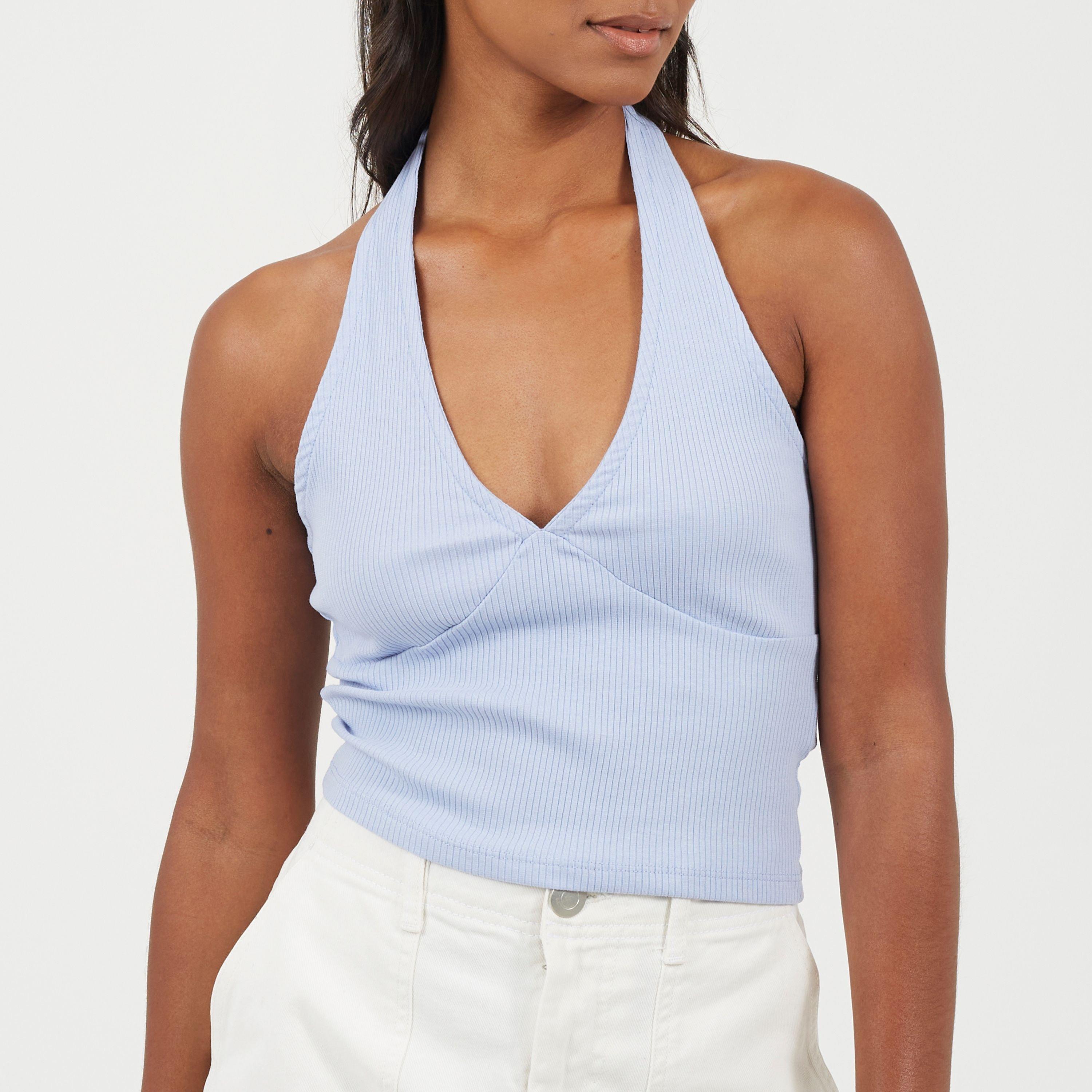 Blue - Brave Soul - Women's Strappy Crop Top - 1