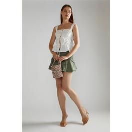 Narrated White Square-Neck Sleeveless-Top