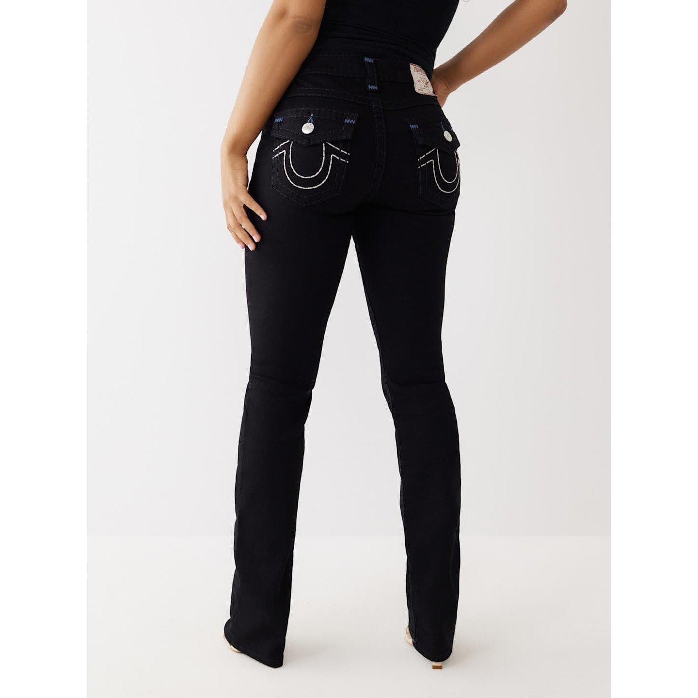 Rinse Black - True Religion - TR Super T Billie Straight Fit Mid Rise Jeans Womens - 2