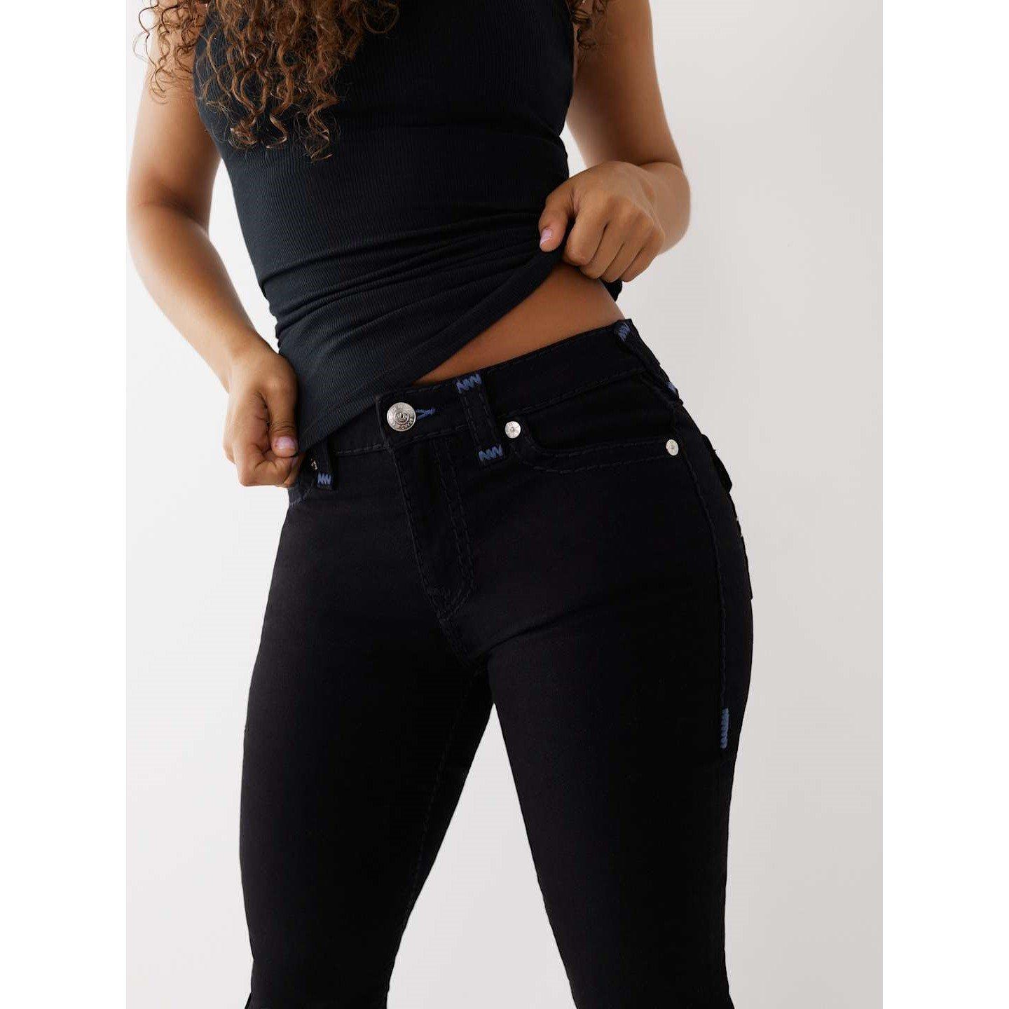 Rinse Black - True Religion - TR Super T Billie Straight Fit Mid Rise Jeans Womens - 3