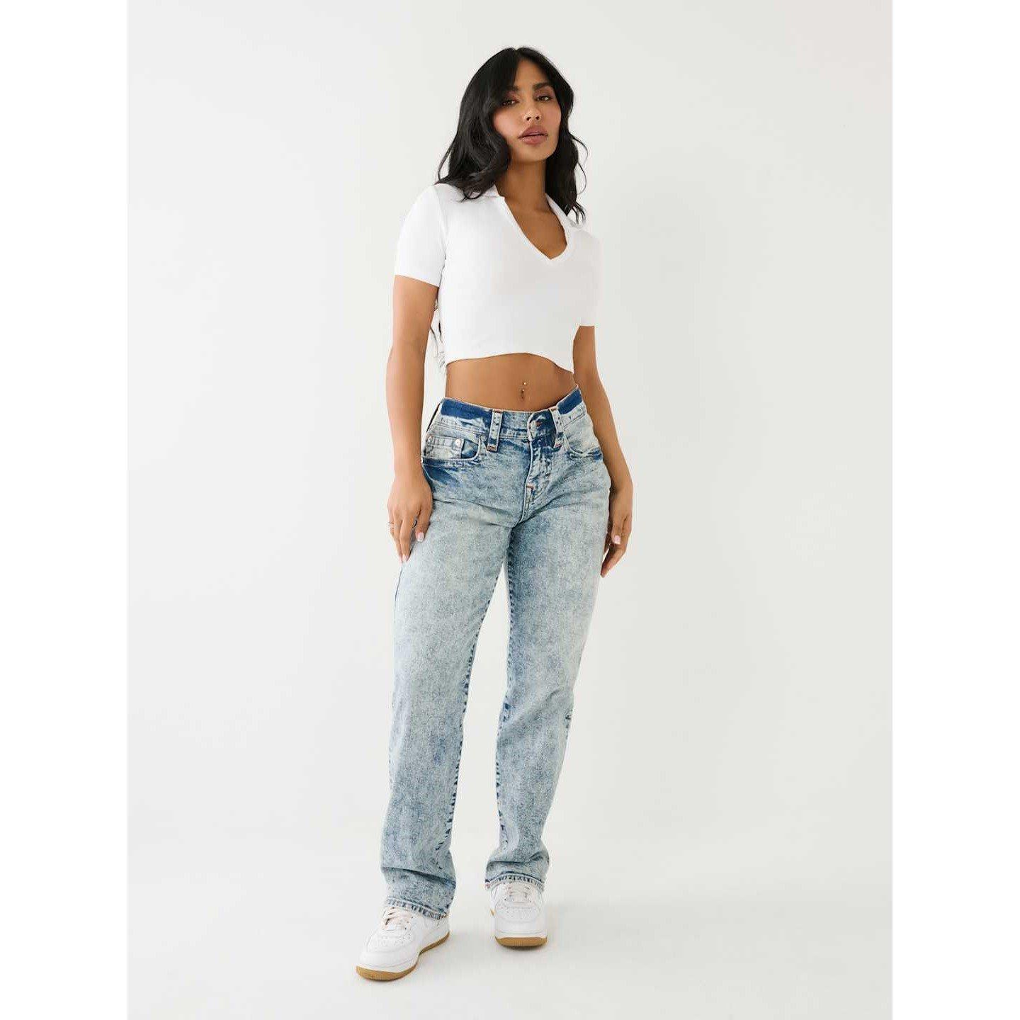 Crystal Cascade - True Religion - Women's Trainer Ricki Relaxed Fit Straight Leg Jeans - 4