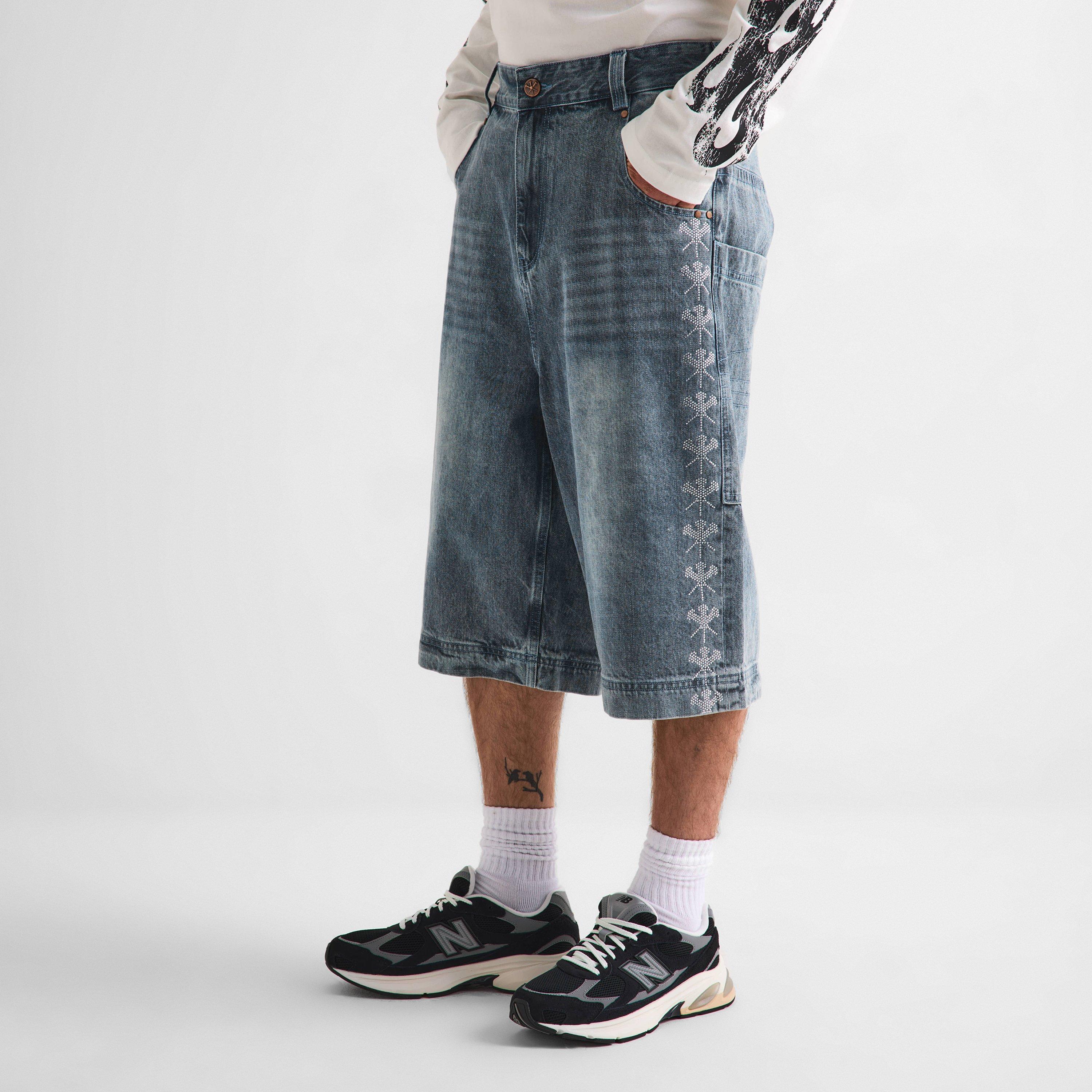 WASHED BLUE - God Made - Men's Denim Shorts - 3