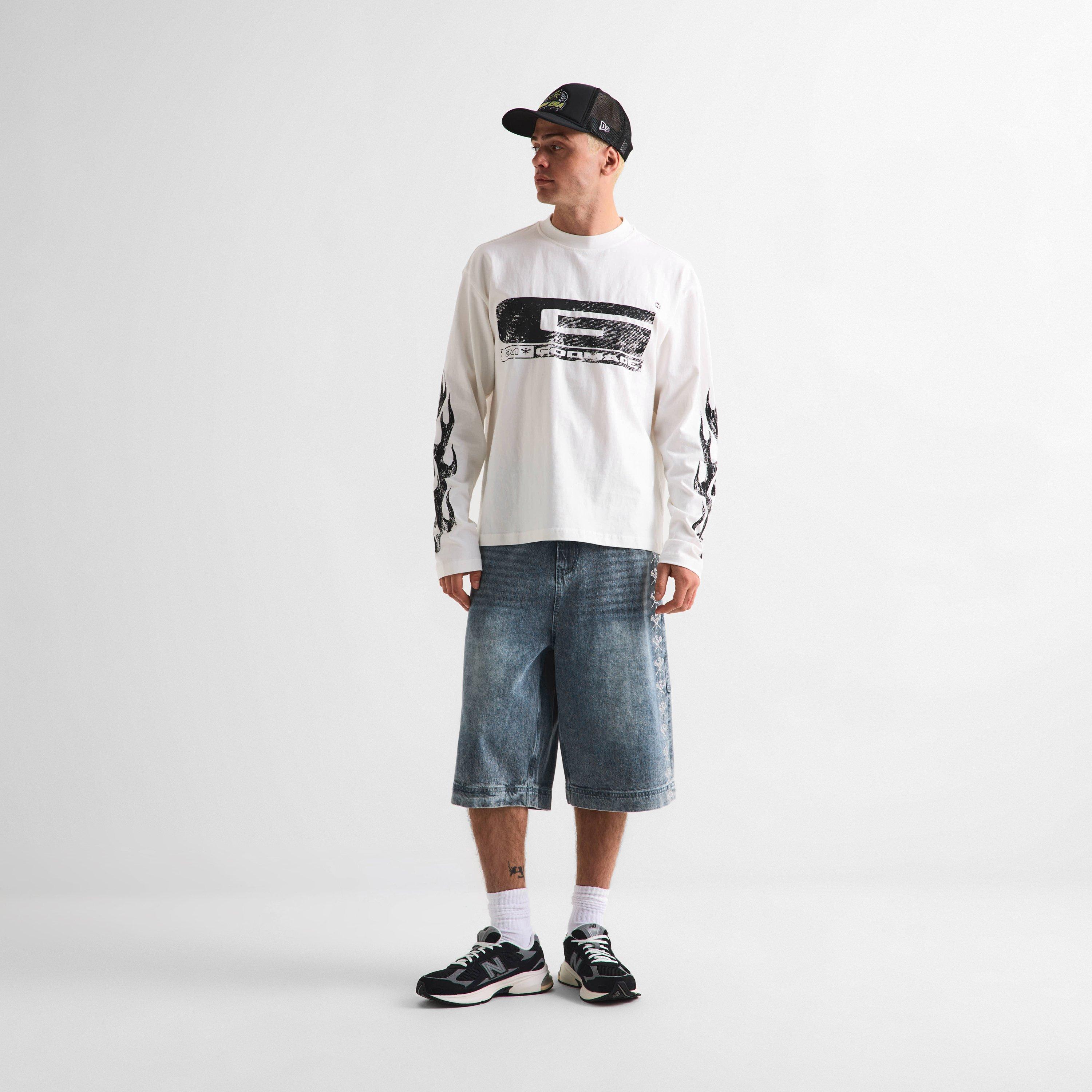 WASHED BLUE - God Made - Men's Denim Shorts - 5