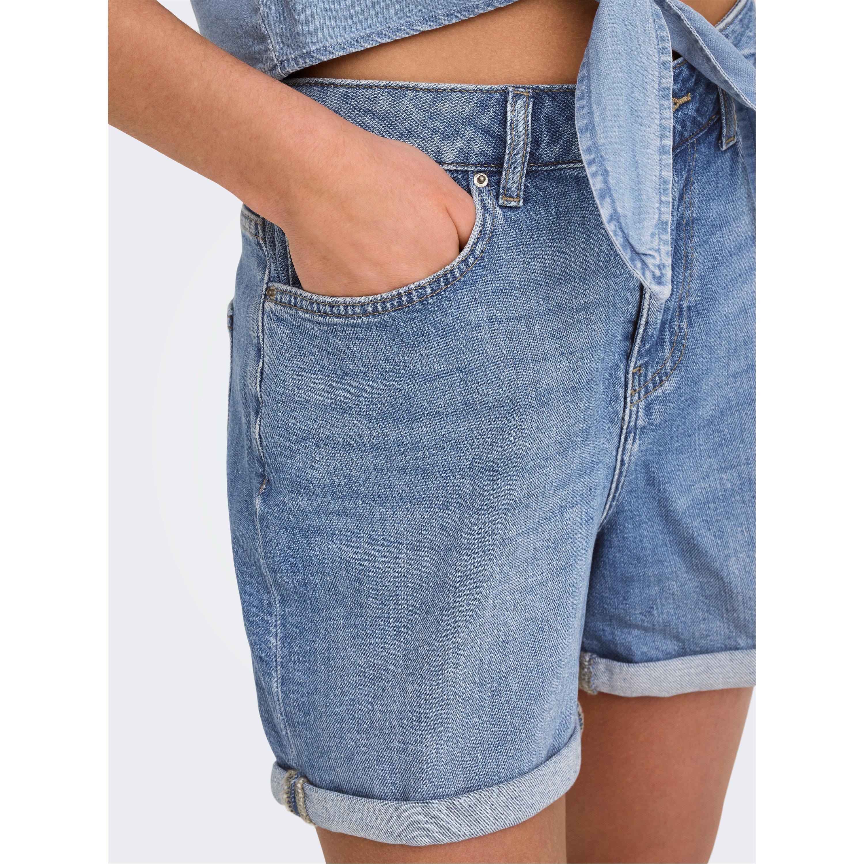 Mid Blue - Only - Denim Shorts - 5
