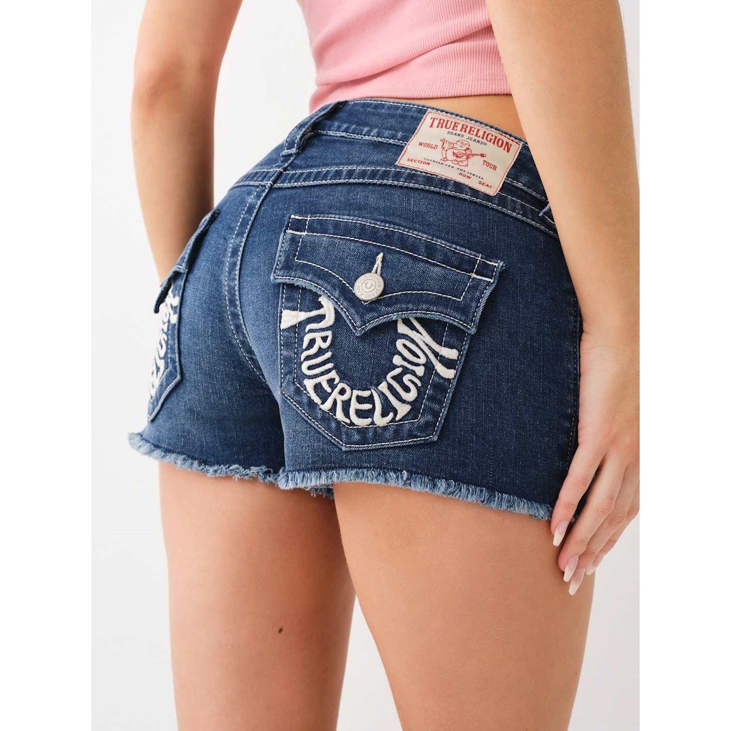 Deep Water - True Religion - Trainer Joey Embroidered Low Rise Denim Shorts - 3