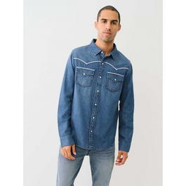 True Religion Chambray Long Sleeve Flannel Shirt Mens