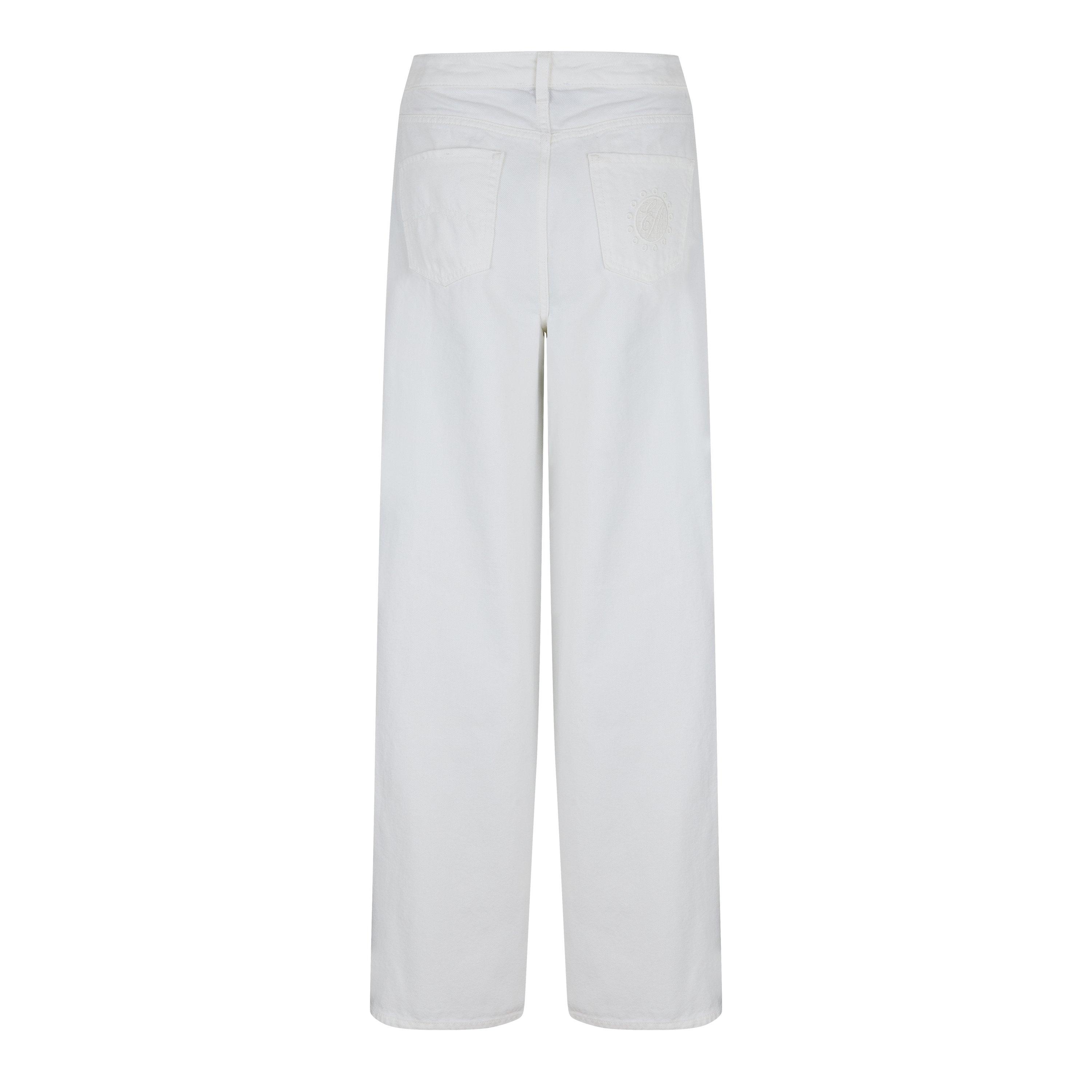 White - Emporio Armani - Women's Pocketed Wide Leg Jeans - 2