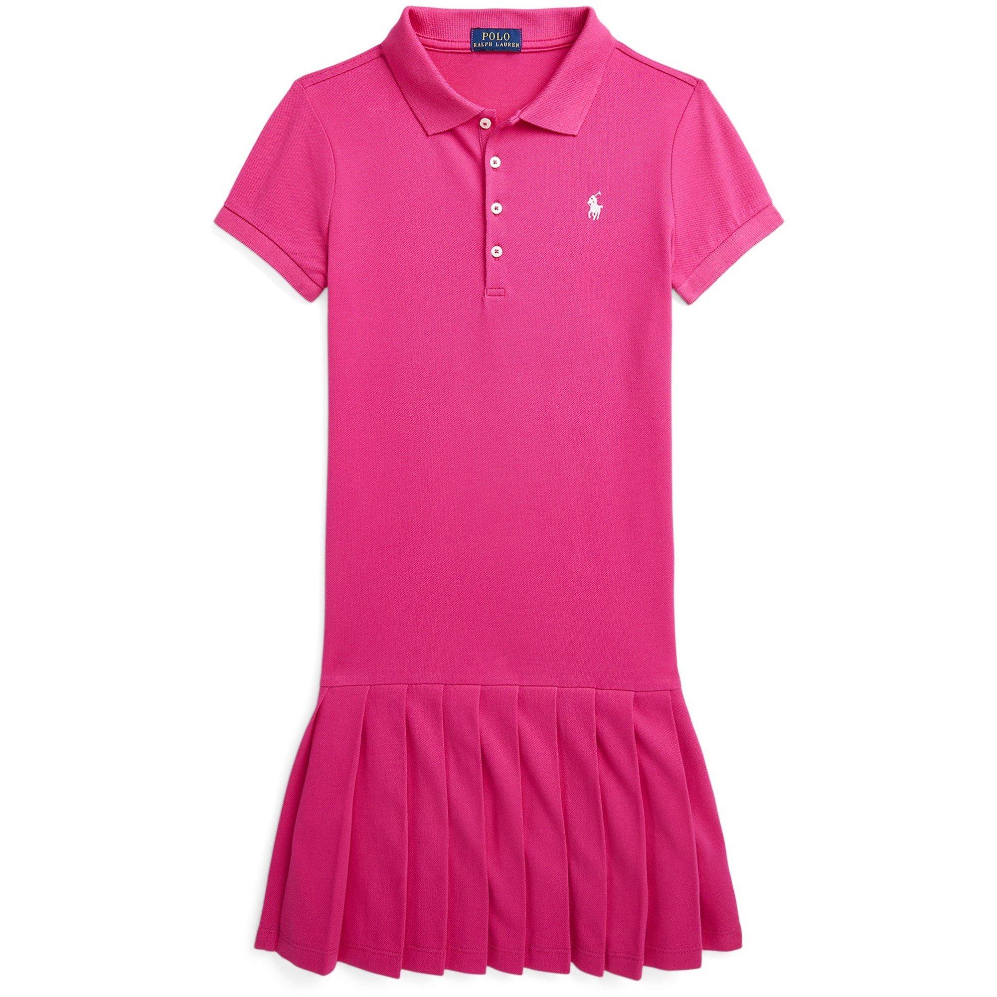 Bright Pink - Polo Ralph Lauren - Pleated Stretch Mesh Polo Dress