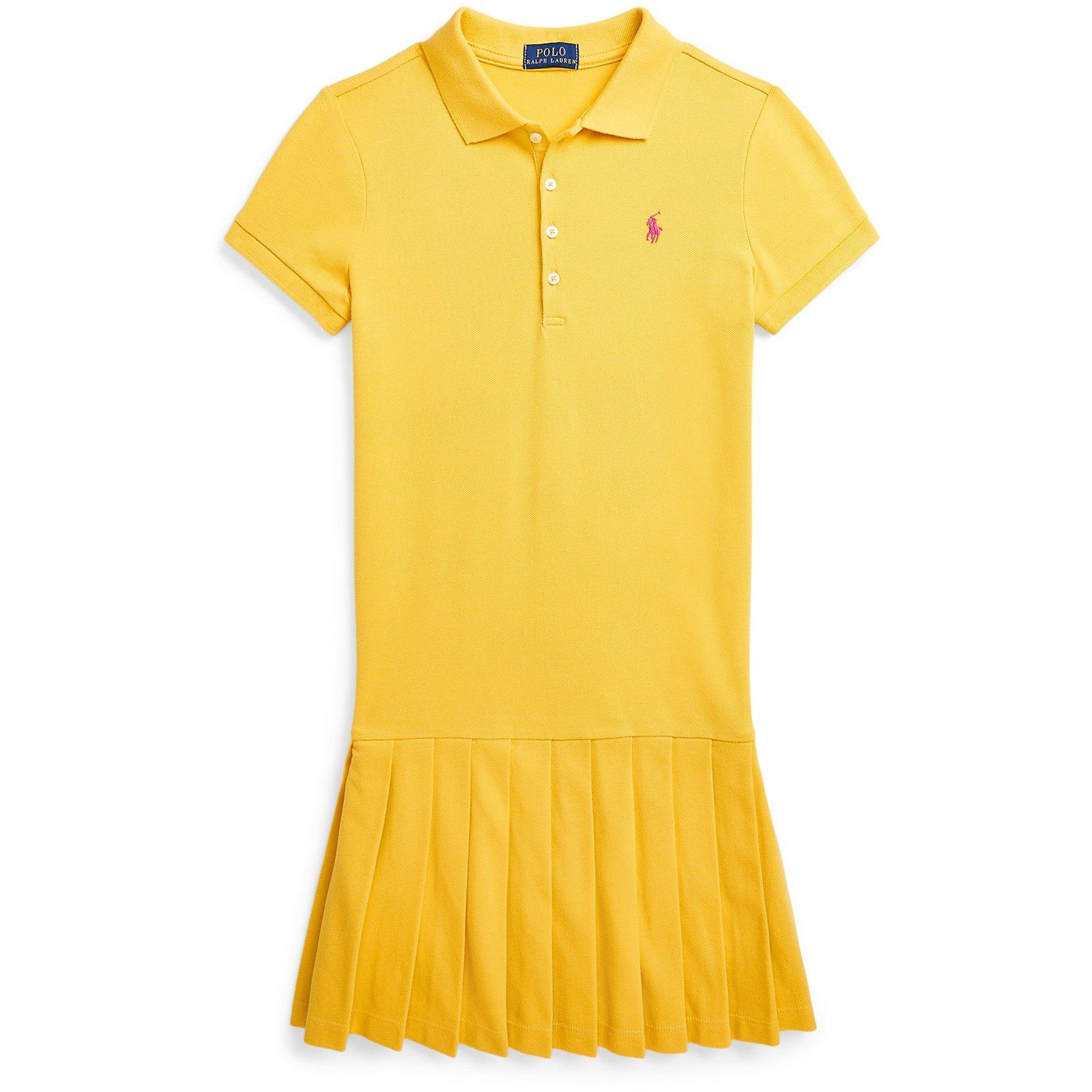 Chrome Yellow - Polo Ralph Lauren - Pleated Stretch Mesh Polo Dress - 1