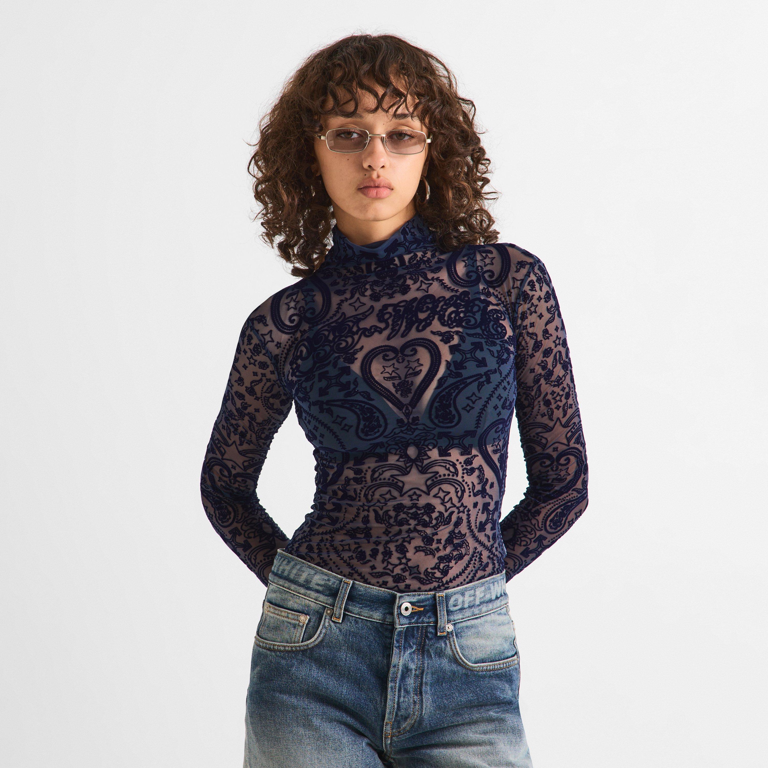 Dark Saphire - Off White - Off Paisley Top Ld63 - 3