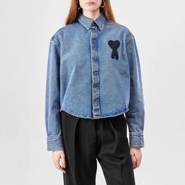 Ami Paris Denim Long Sleeve Logo Shirt