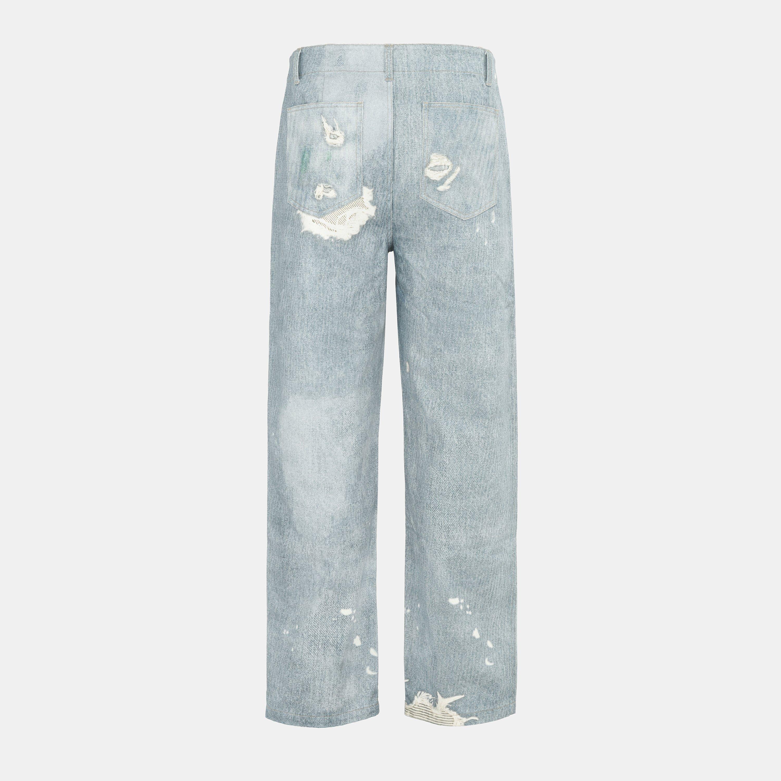 Blue Distressed - Firetrap - Print Jeans Mens - 2