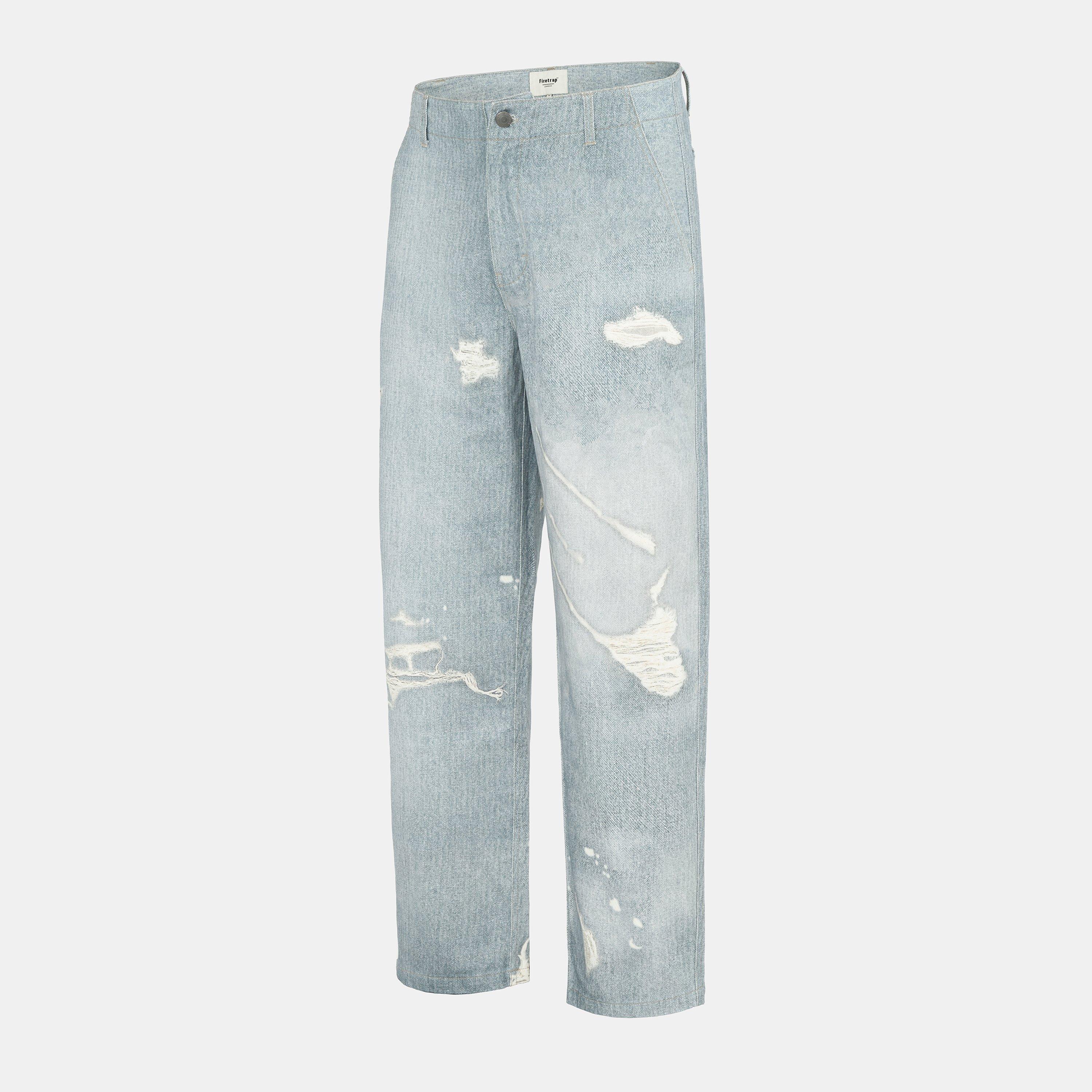 Blue Distressed - Firetrap - Print Jeans Mens - 3