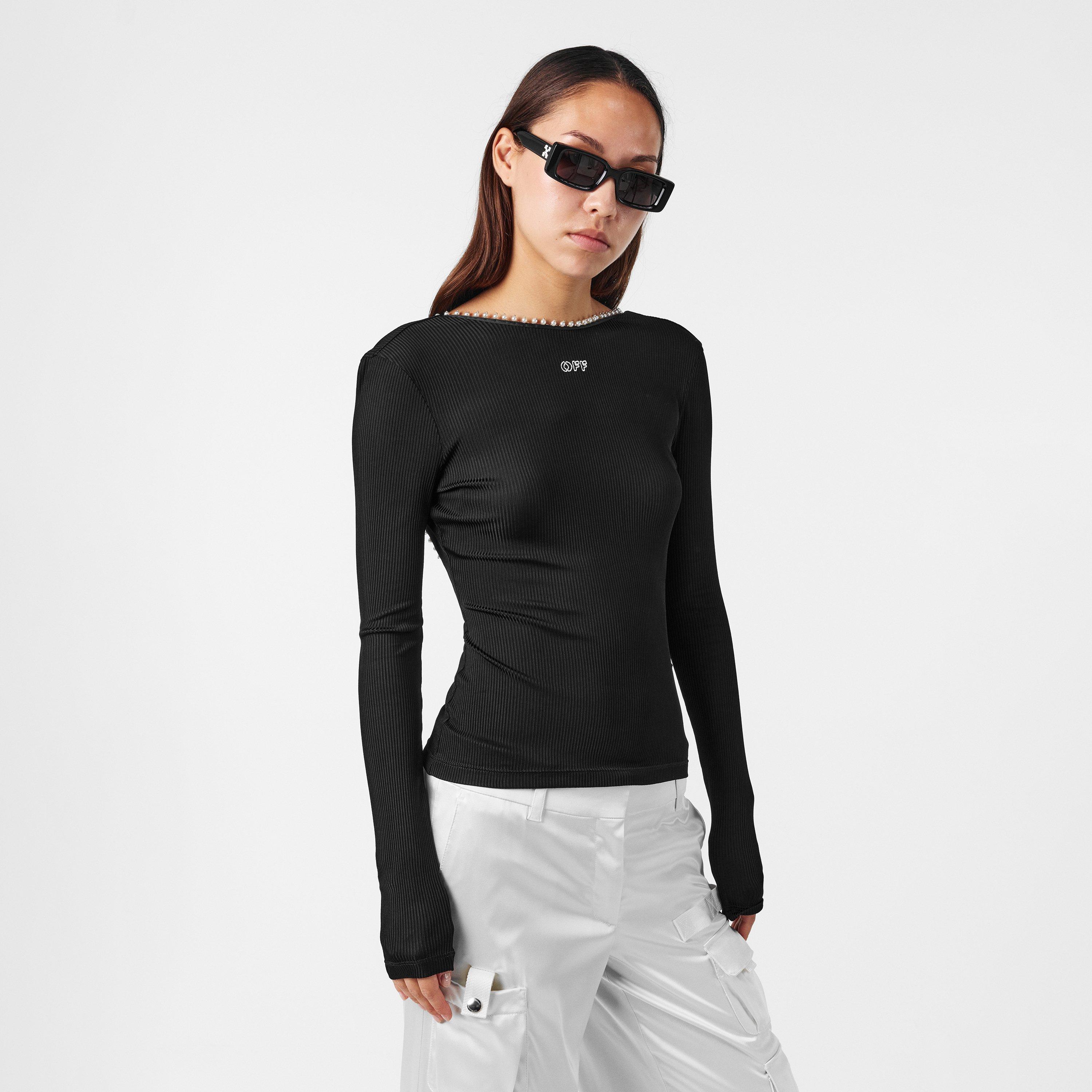 Black/White - Off White - Women's Long-Sleeve T-Shirt - 3