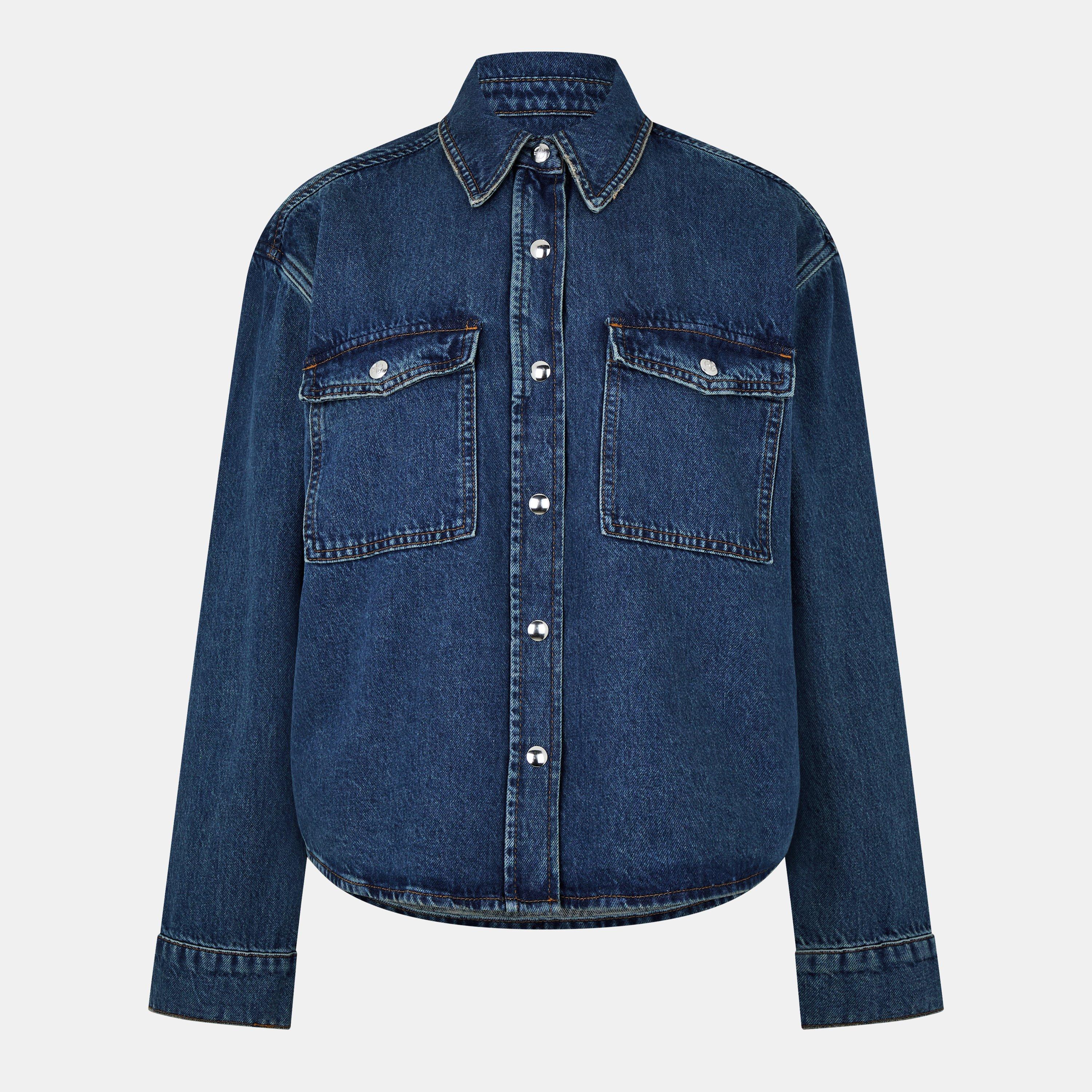 BLUE - Anine Bing - Women's Paxton Long Sleeve Relaxed Fit Denim Shirt - 1