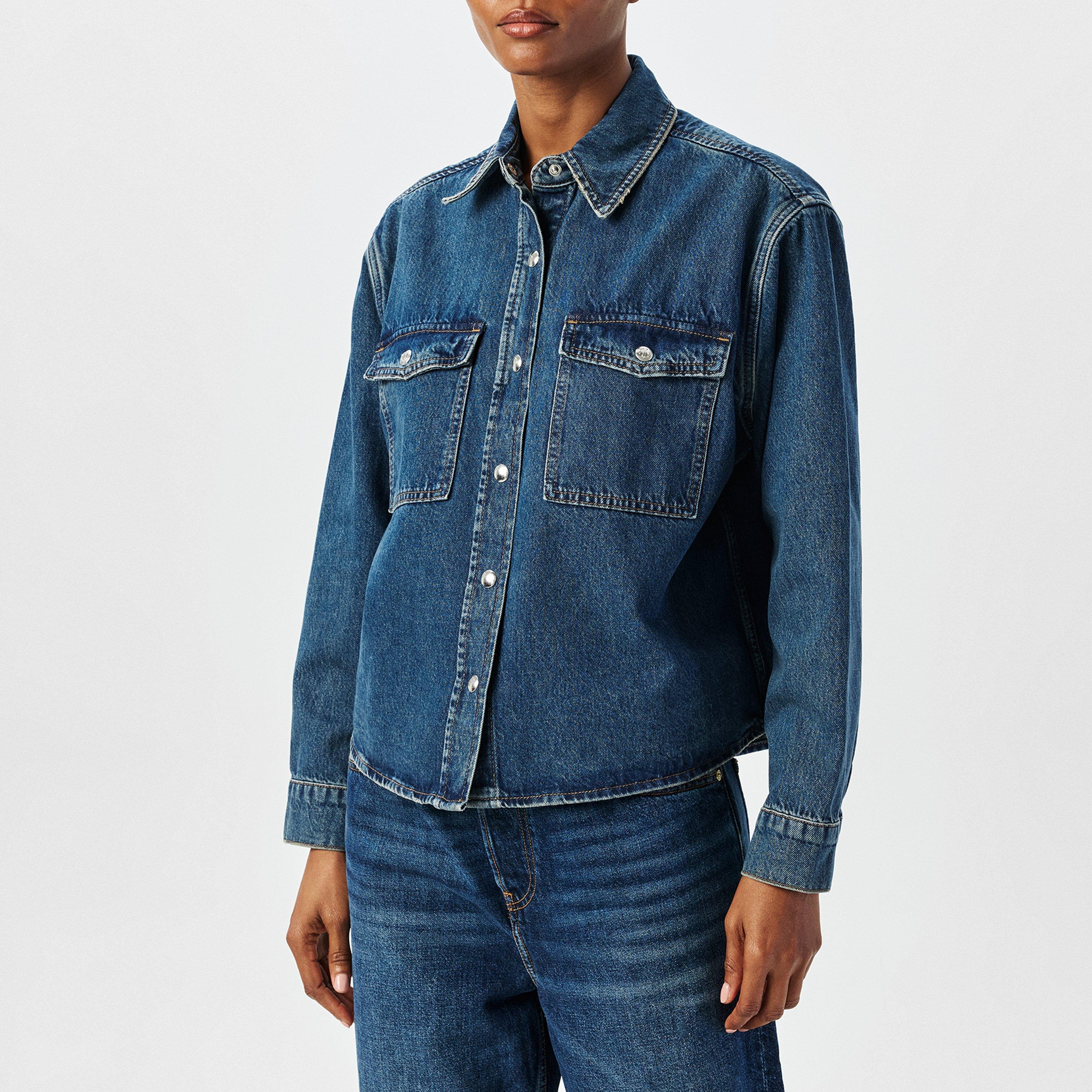 BLUE - Anine Bing - Women's Paxton Long-Sleeve Denim Shirt - 3