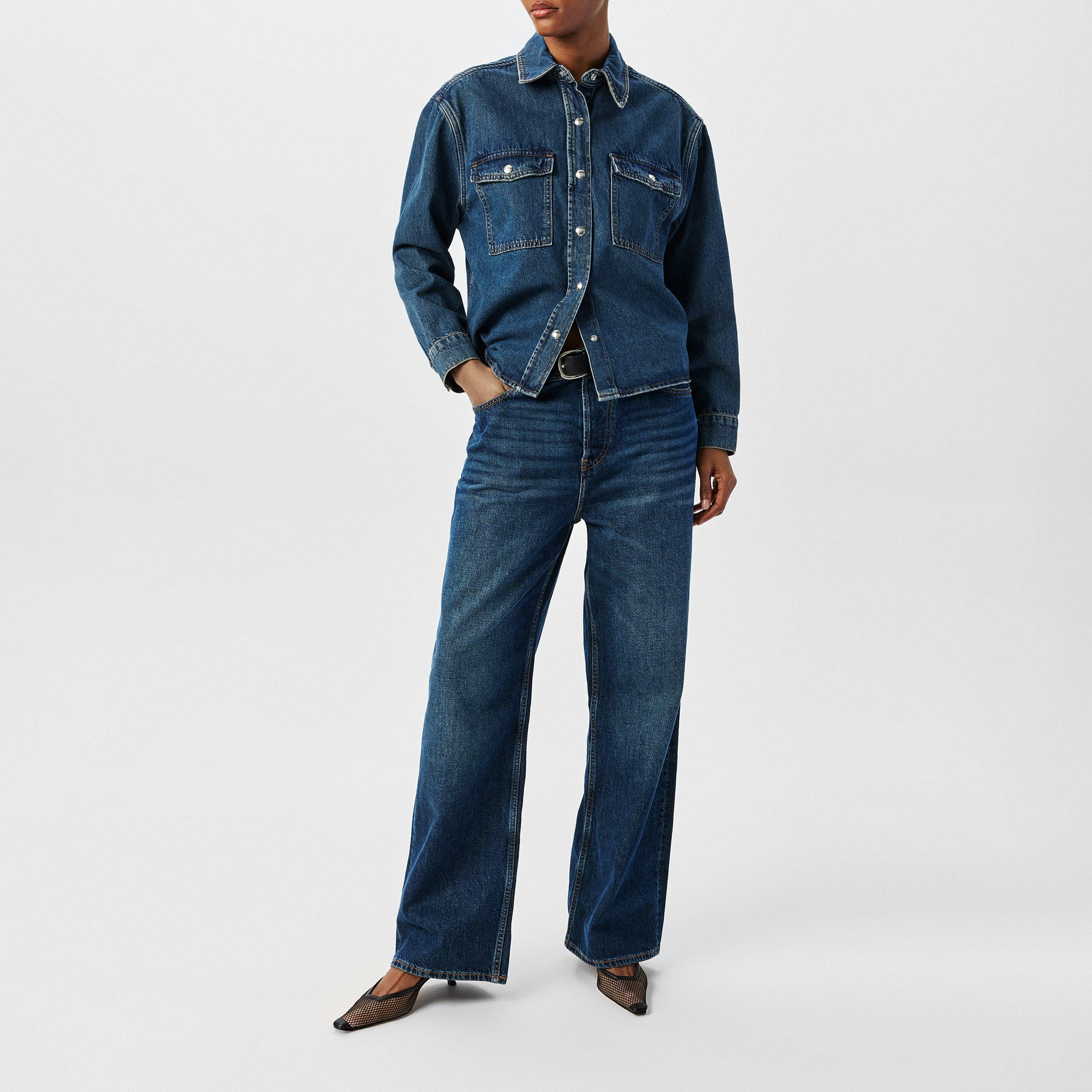 BLUE - Anine Bing - Women's Paxton Long-Sleeve Denim Shirt - 6