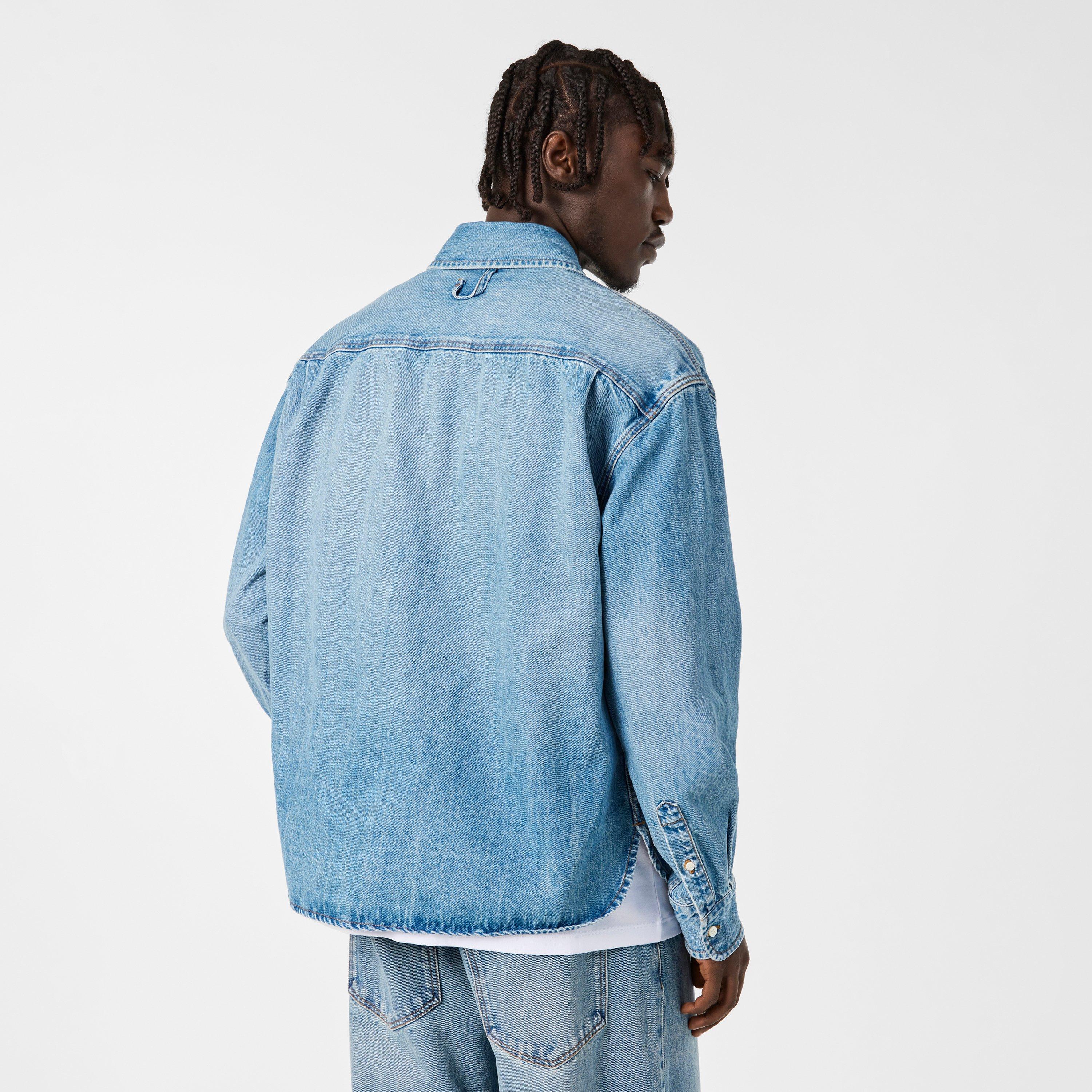 Blue - Jacquemus - Men's Jacquard Logo Long-Sleeve Denim Shirt - 4