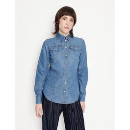 Armani Exchange Women's Long-Sleeve Denim Shirt, Denim Fabric