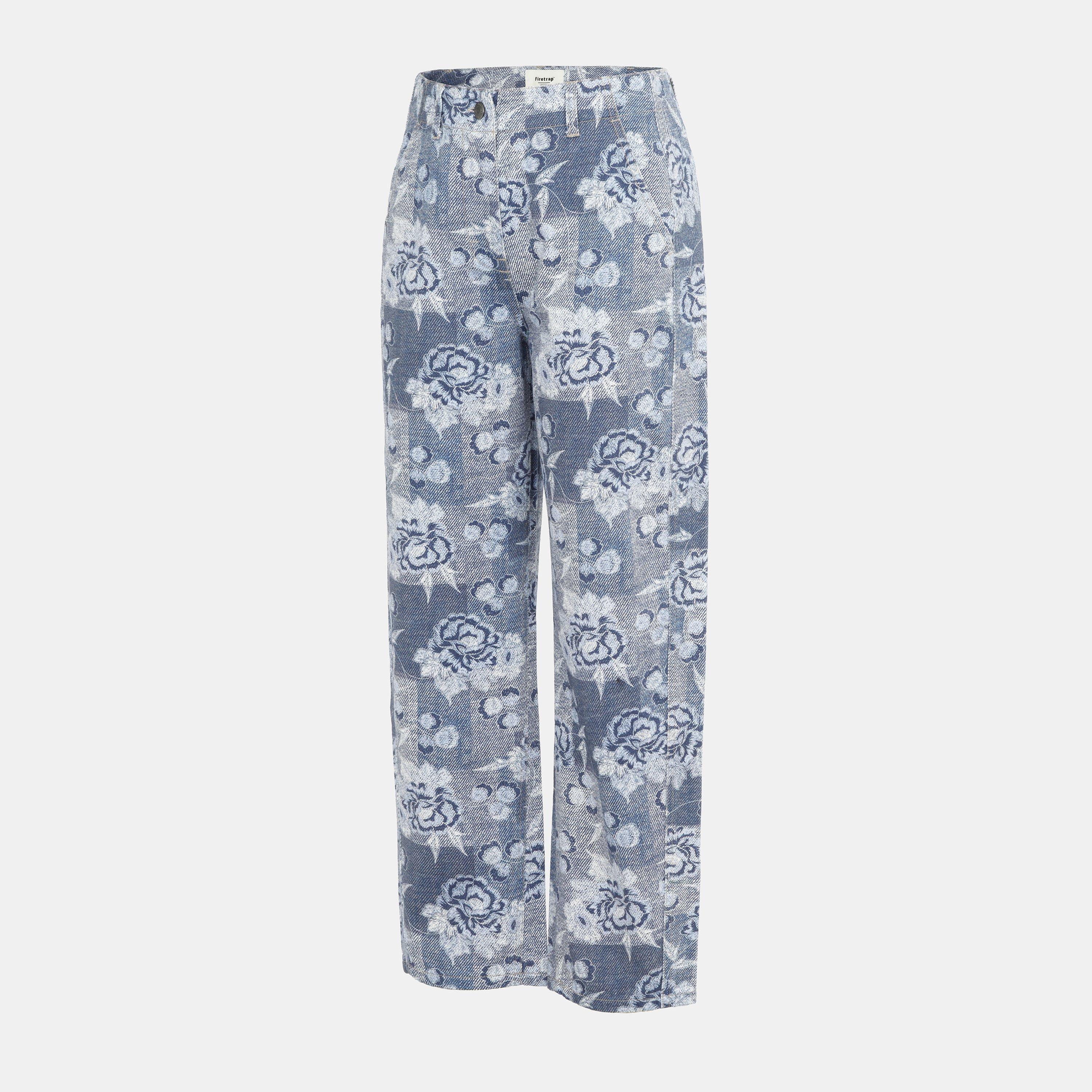 Blå Blomstret - Firetrap - Print Jeans Ladies - 3