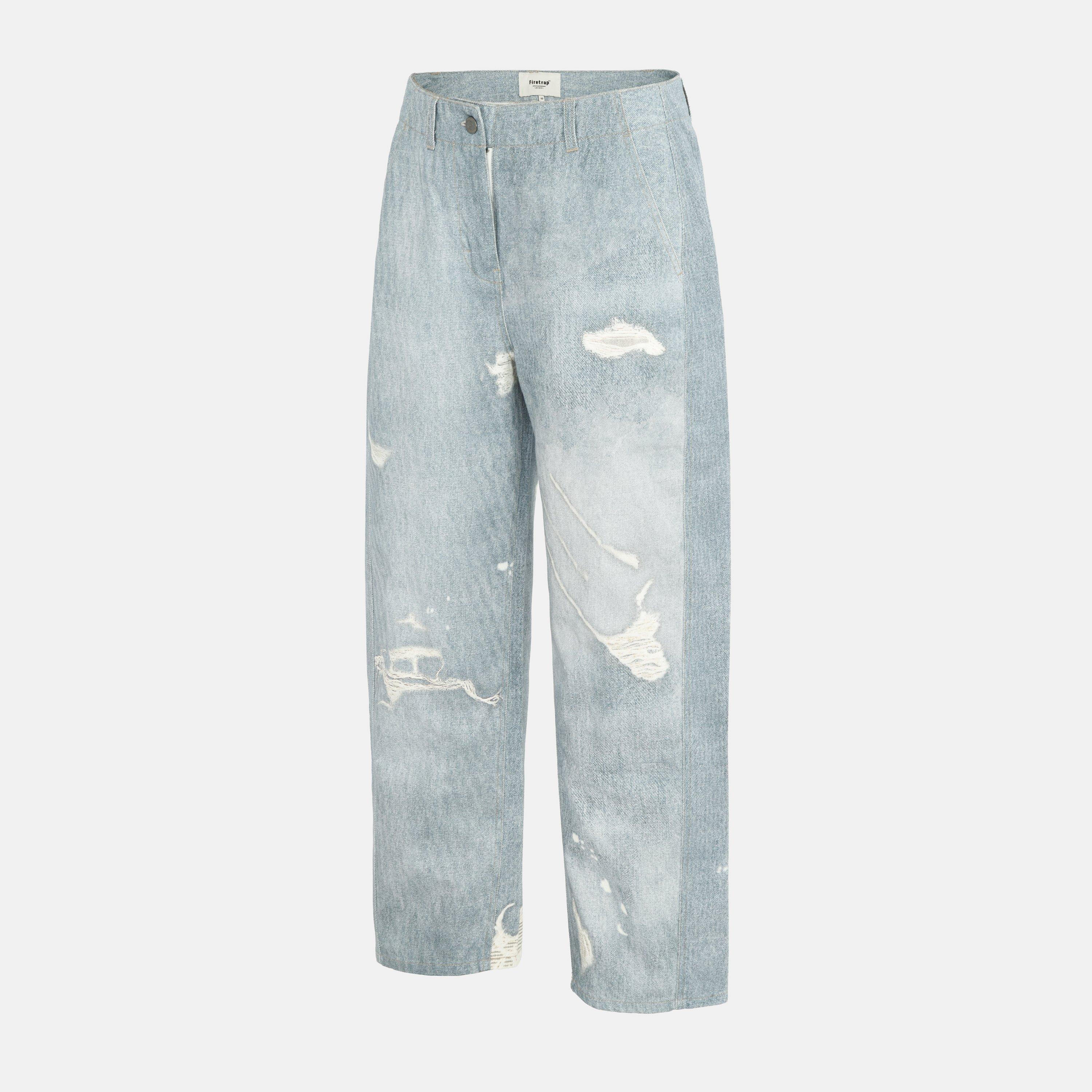 Blue Distress - Firetrap - Print Jeans Ladies - 3